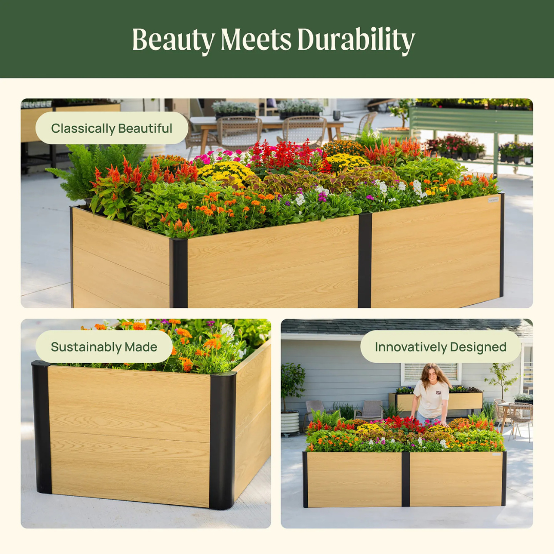Vego 26" Tall Woodgrain 4' x 8' Metal Raised Garden Bed