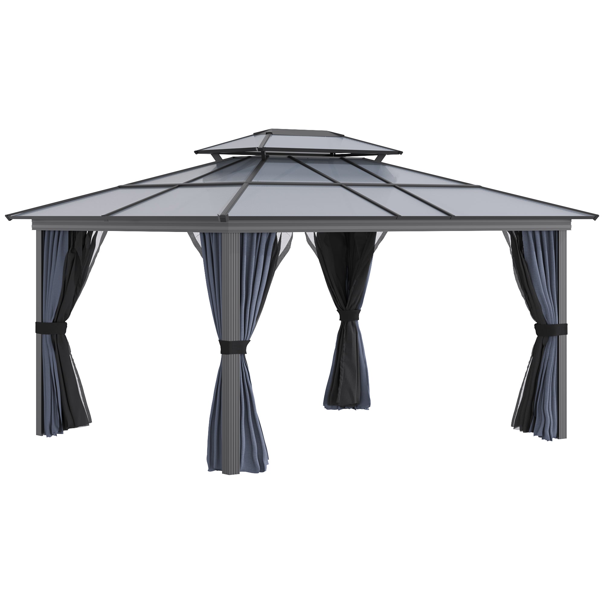 10' x 12' Hardtop Gazebo Canopy with Polycarbonate Roof, Aluminum Frame, Permanent Pavilion Outdoor