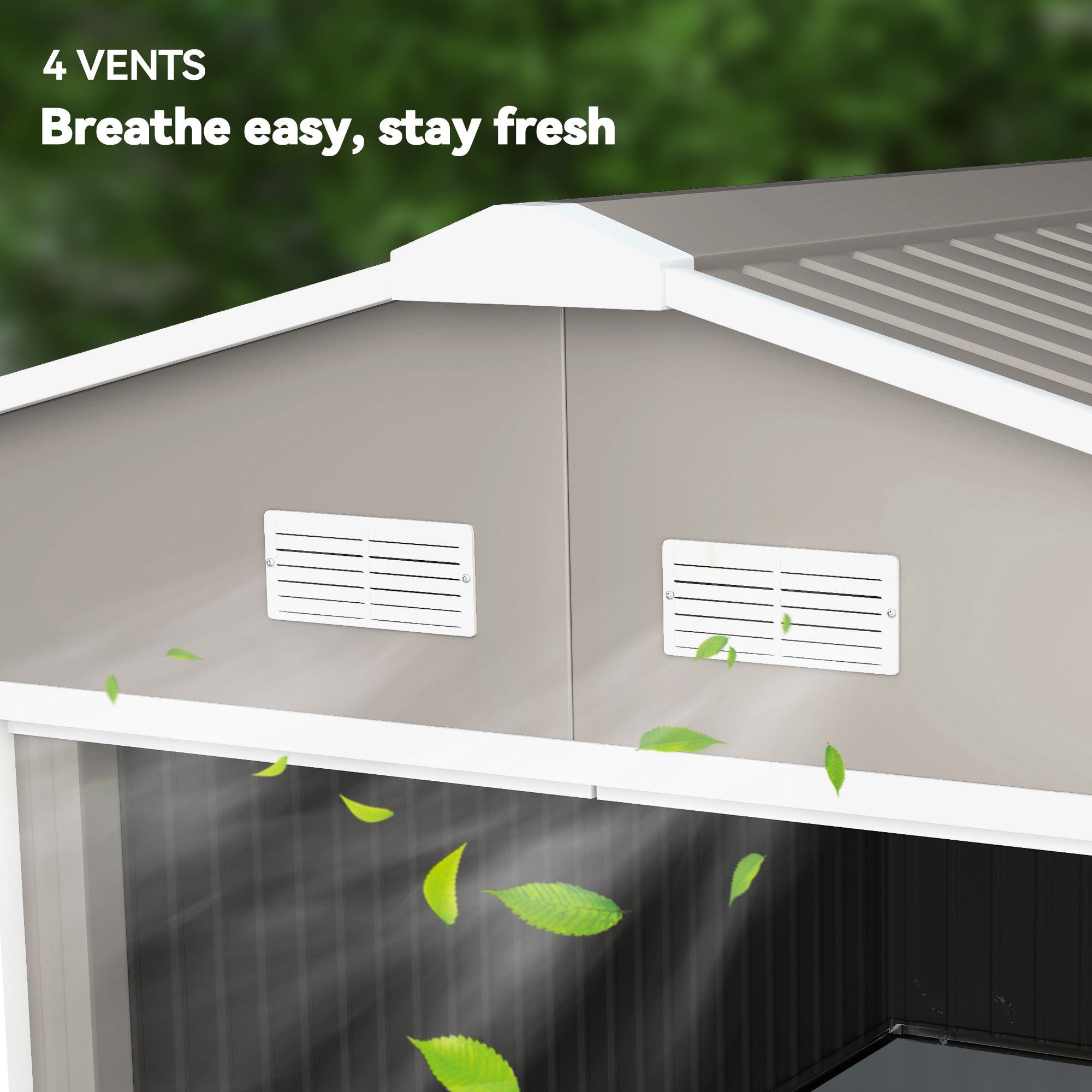 Garden Metal Shed, Storage Shed Utility Storage with Double Locking Doors for Bike, Yard Tools, - View 8