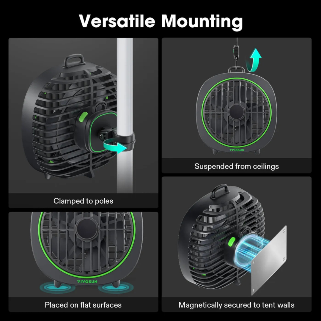 Vivosun AeroWave D4, 4” Grow Tent Clip Fan with Detachable Hook, Black