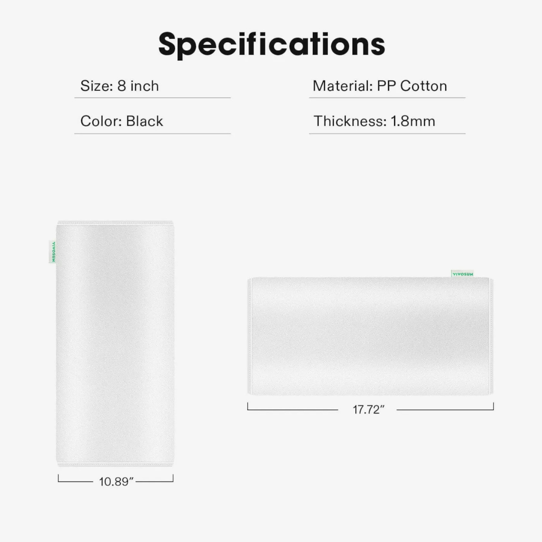 Vivosun Inch Prefilter for 8" Carbon Filter, White, 2 Pack