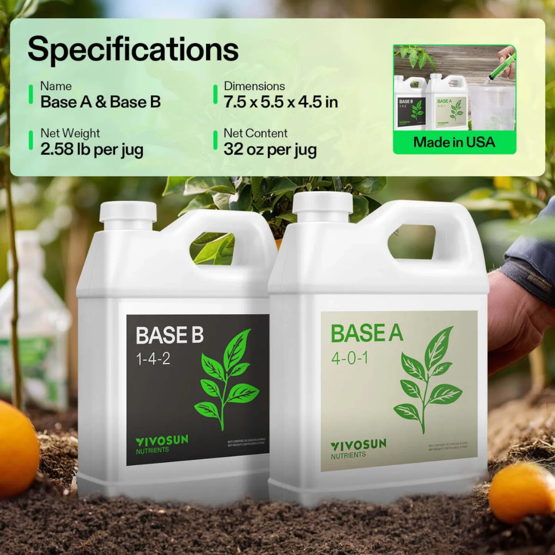 Vivosun Nutrients Base A & B Bundle, Liquid Fertilizer Supports Vegetative and Flowering Stage