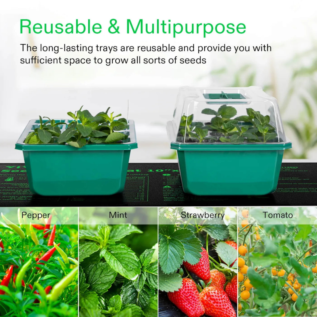 Vivosun Seedling Combo w/ 10"x20.75" Heat Mat and 6-Pack Seed Starter Trays