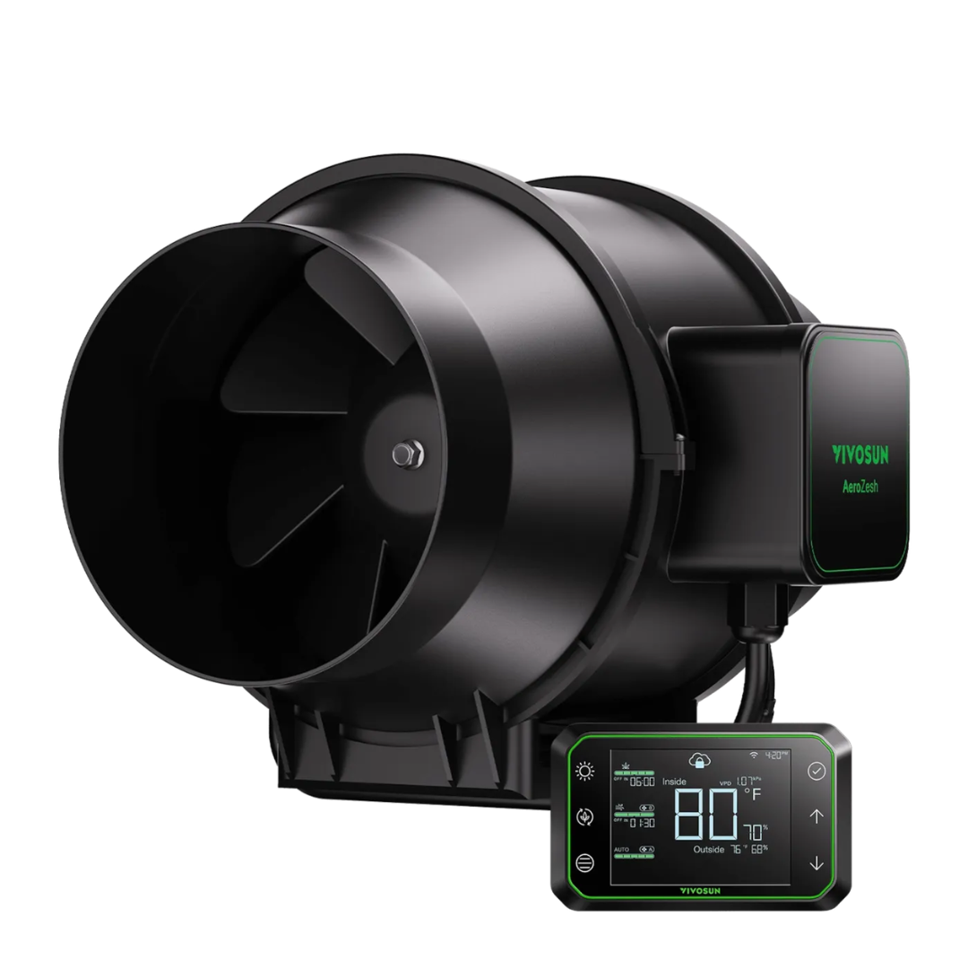 Vivosun AeroZesh S6 Inline Fan 6″ with E42A Temp. Humidity WiFi Controller, PWM-Controlled EC Fan for Grow Tent Ventilation