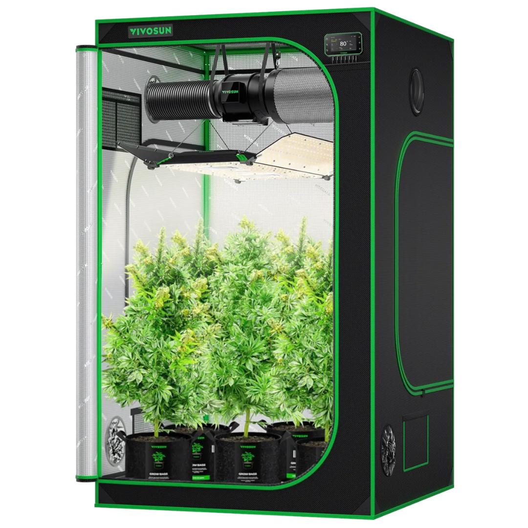 Vivosun Smart Grow Tent Kit 4x4, 4-Plant Complete System, with WiFi E42A+ Controller, LumaLight 500W LED Grow Light, 6-inch AeroZesh G6 Ventilation Combo