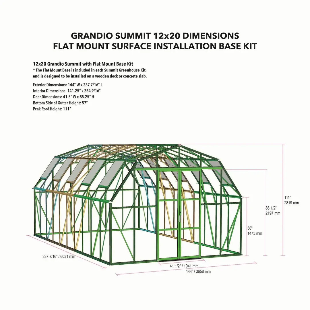 Grandio Summit 12x20 Greenhouse Kit