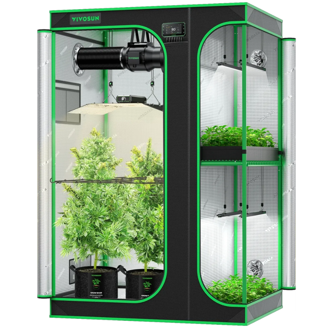 Vivosun Smart 2-in-1 Grow Tent Kit 4x5, 4-Plant Complete System, with WiFi E42A+ Controller, LumaLight 400W LED Grow Light, and 6-inch AeroZesh G6 Ventilation Combo