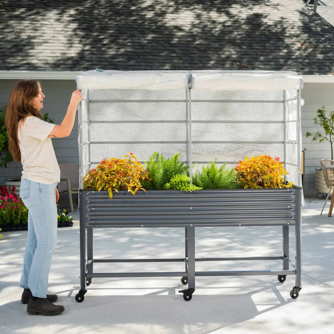 Vego Greenhouse Frost Cover & Trellis System for Elevated Bed