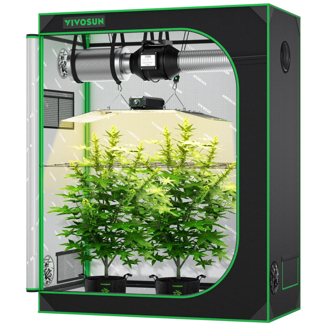 Vivosun Starter Grow Tent Kit, 4 × 2ft 2-Plant System, WiFi-Controlled Grow System with Full Spectrum LED Grow Light, Automatic Ventilation, GrowHub Outlet A22 with Temperature and Humidity Sensor