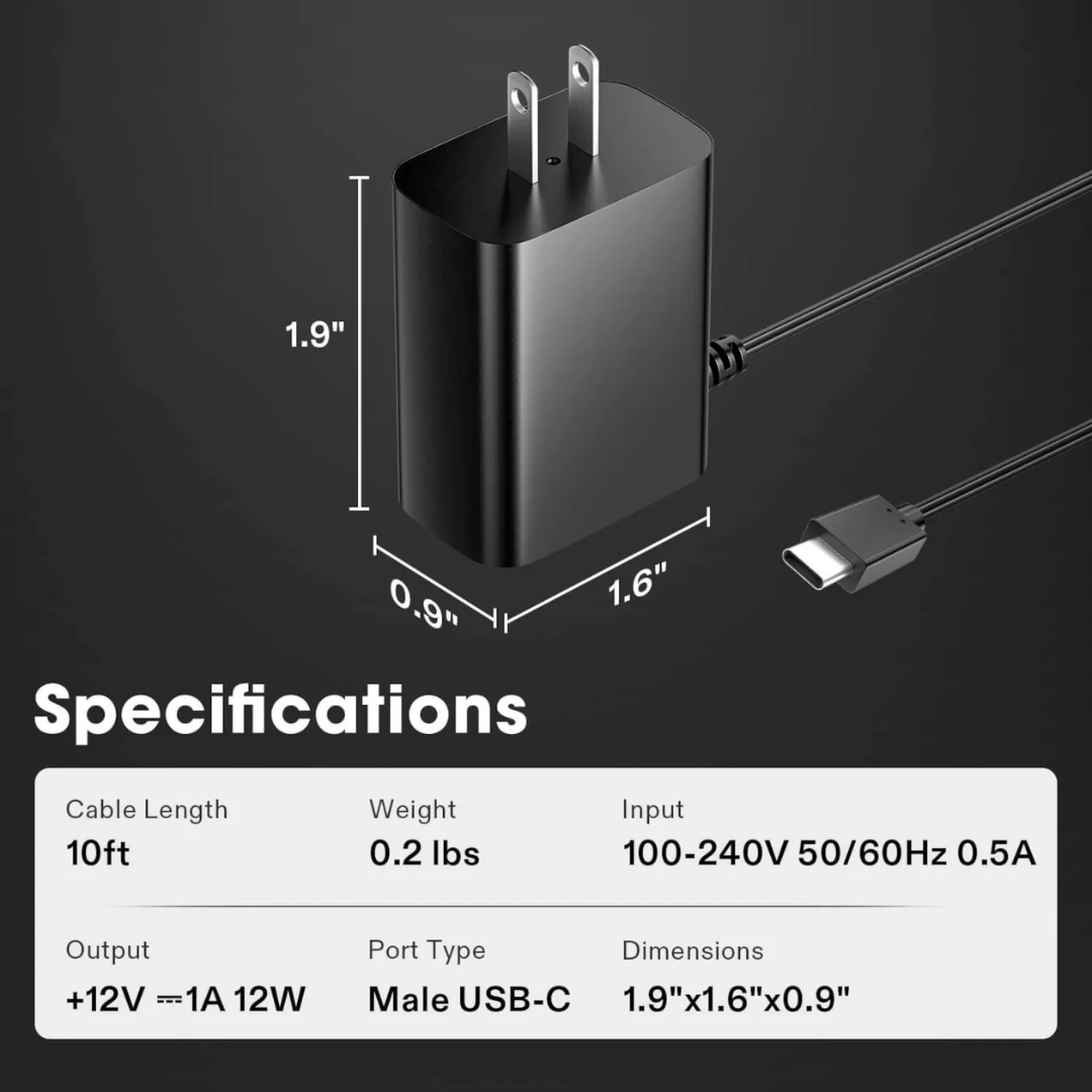 Vivosun 12V Adapter for GrowHub E42A Controller, Power Adapter with USB Type-C Connector