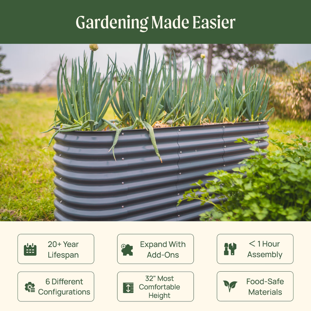 Vego 32" Extra Tall 6 In 1 Medium Modular Metal Raised Garden Bed Kit