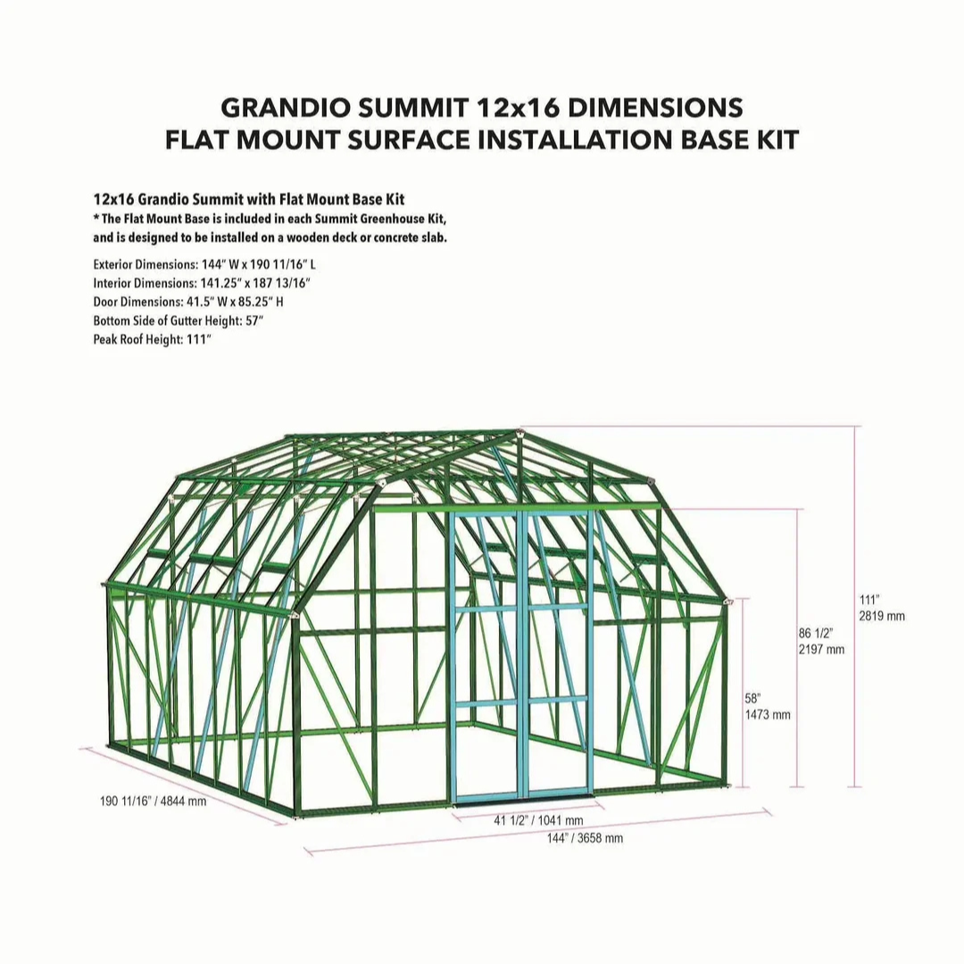 Grandio Summit 12x16 Greenhouse Kit