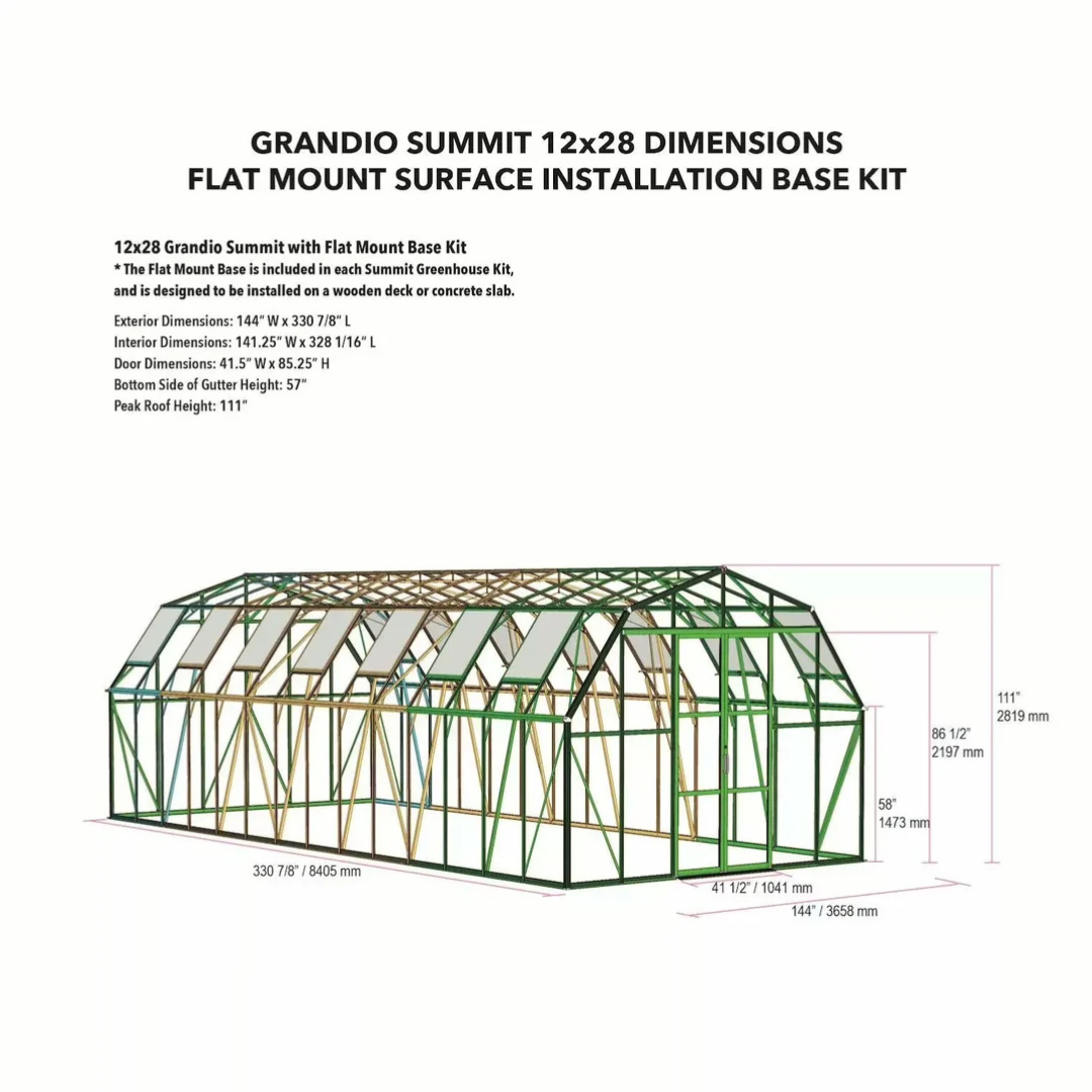Grandio Summit 12x28 Greenhouse Kit