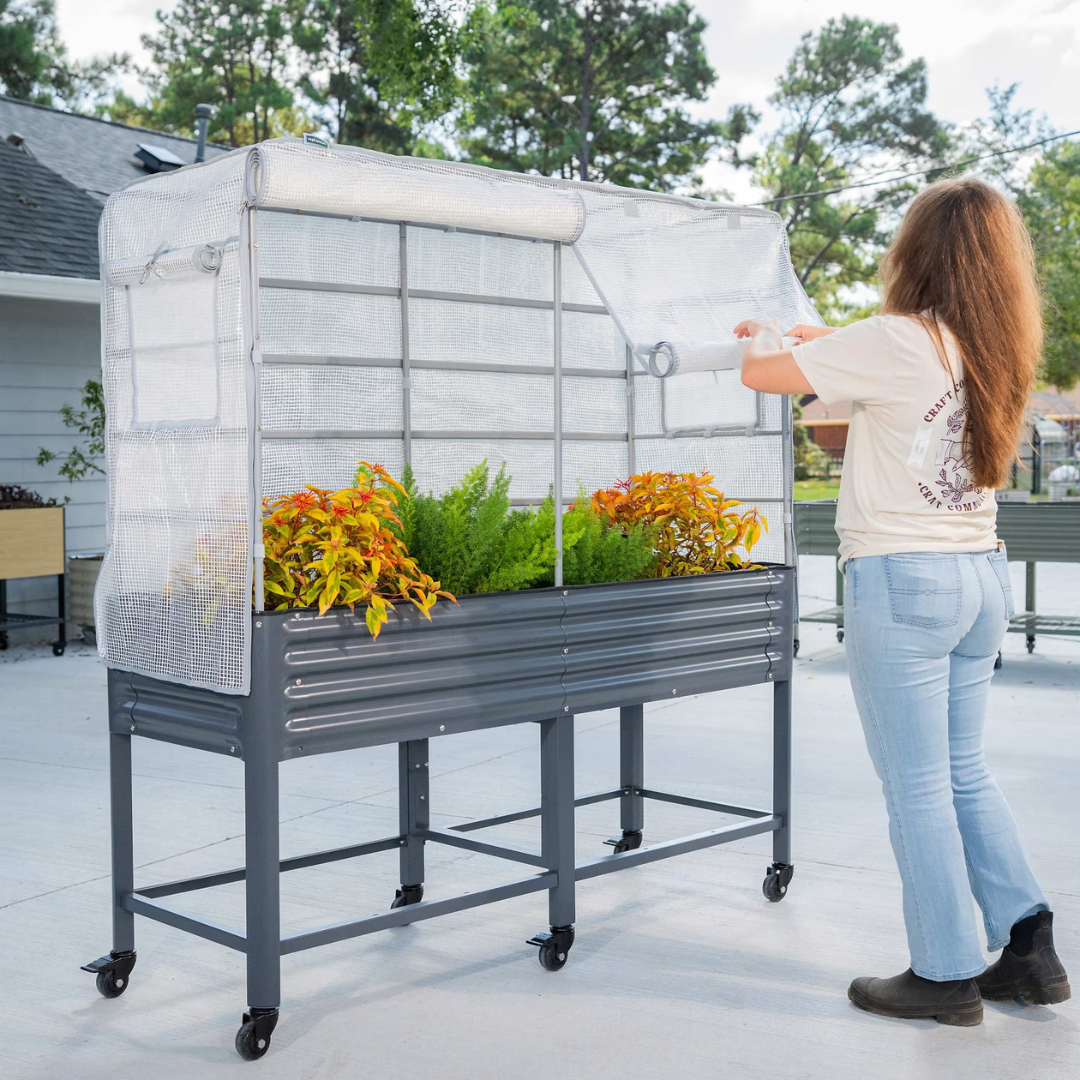 Vego Greenhouse Frost Cover & Trellis System for Elevated Bed
