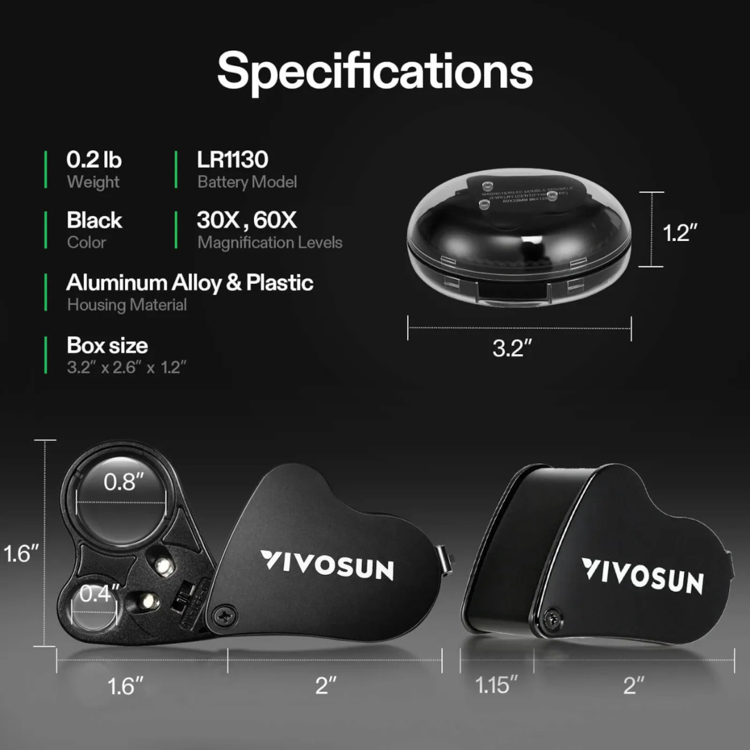 Vivosun Jewelers Loupe Magnifier with LED Light Black