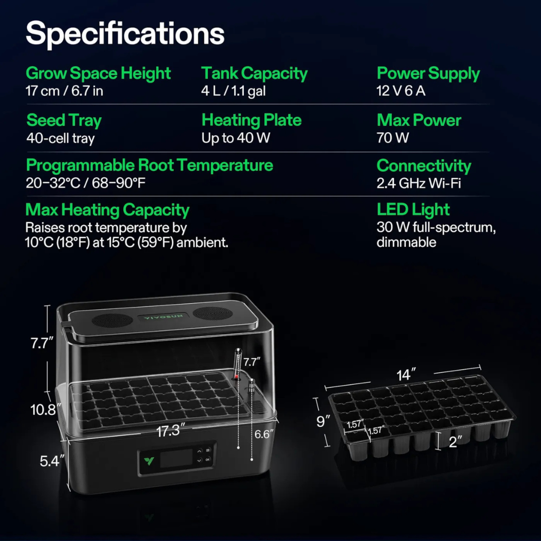 Vivosun VSeed S40 Smart Seedling Box, Indoor Seed Starting & Cloning System with Ebb & Flow Irrigation, 2 Pack