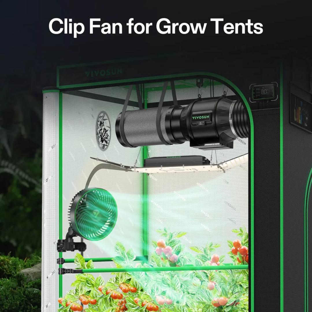 Vivosun AeroWave E6 Gen2, Grow Tent Clip Fan 6”, EC Motor, Smart Control, Powerful Oscillating Fan, Black