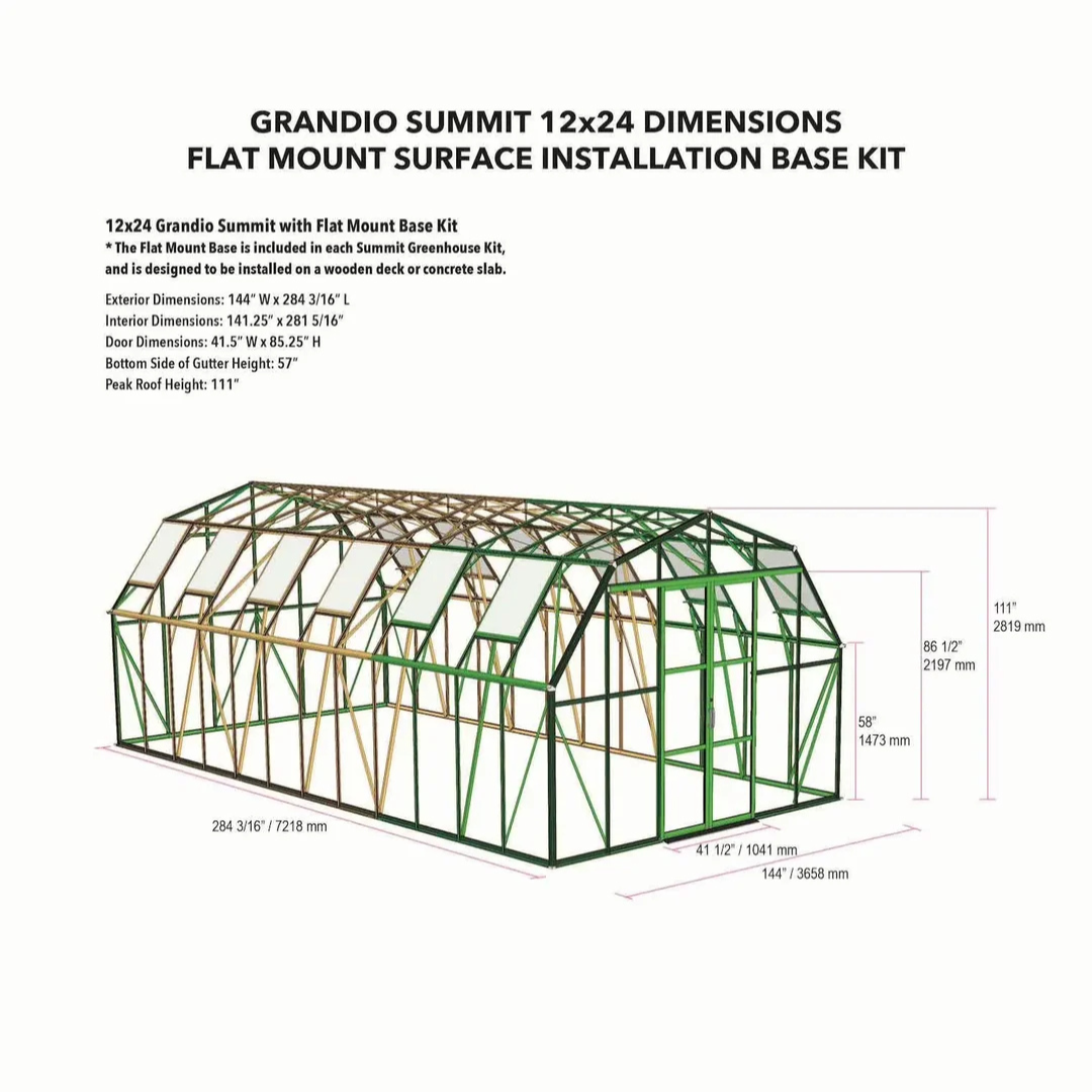 Grandio Summit 12x24 Greenhouse Kit