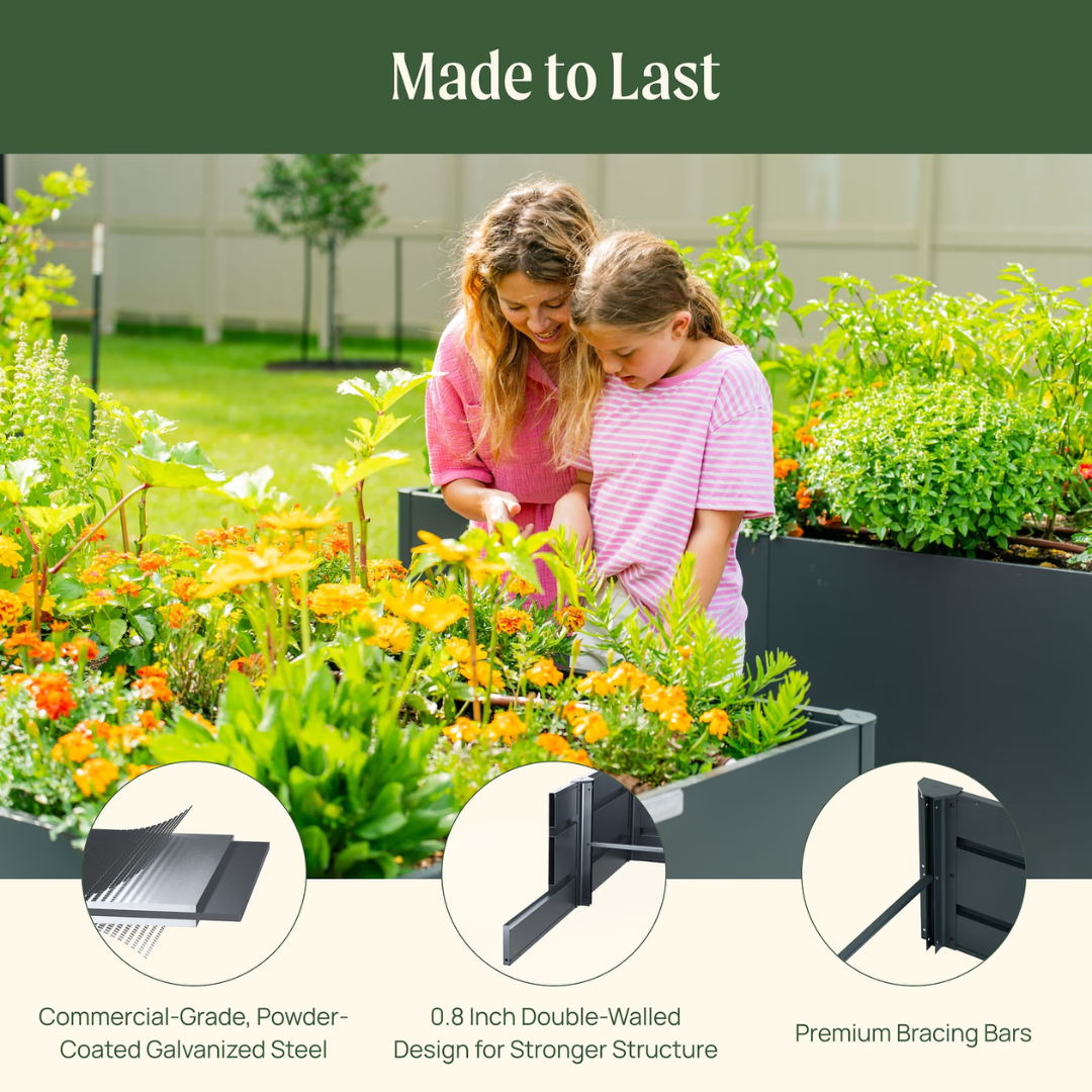 Vego 32" Extra Tall Modern Pro 42" x 83" Metal Raised Garden Bed