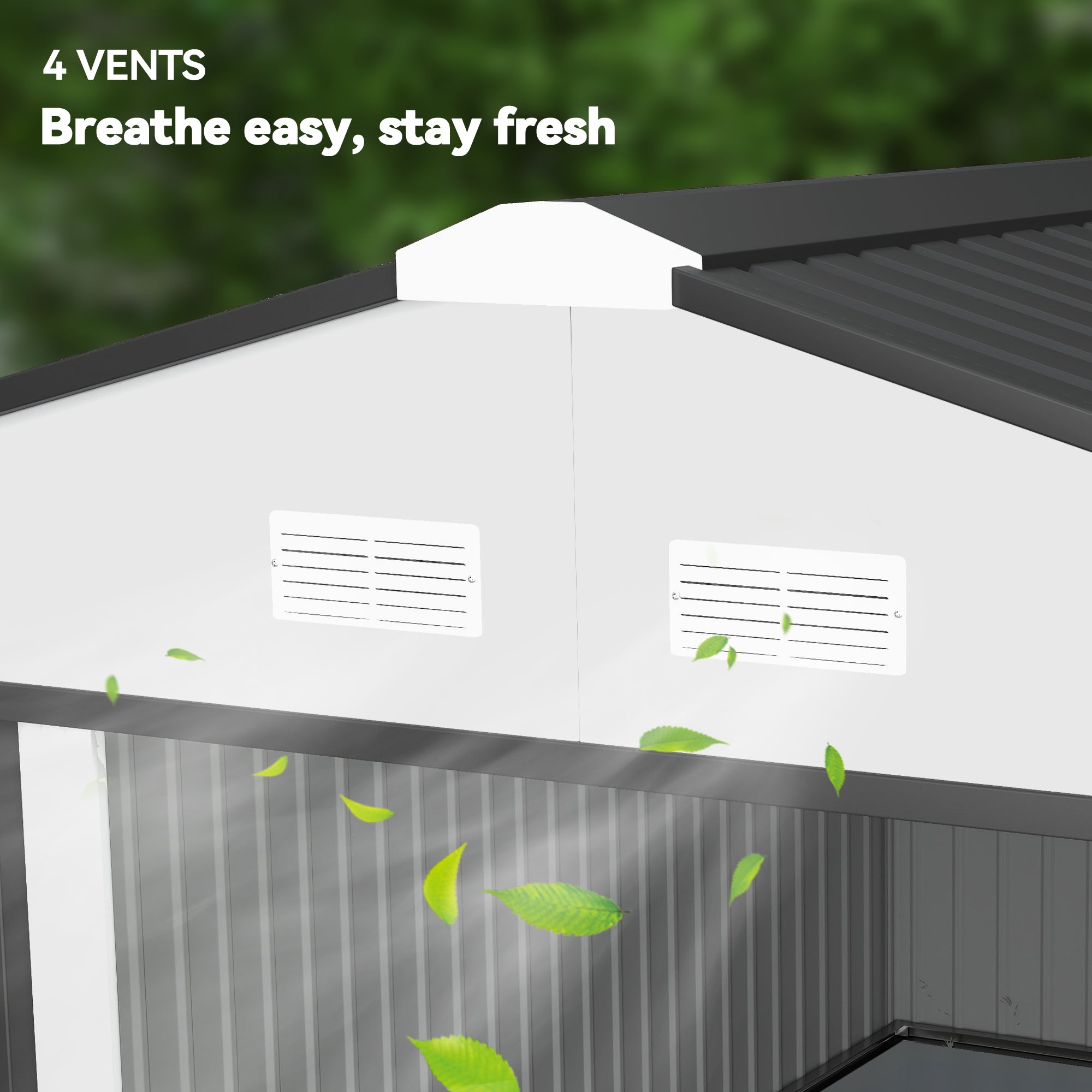 Garden Metal Shed, Storage Shed Utility Storage with Double Locking Doors for Bike, Yard Tools, - View 8