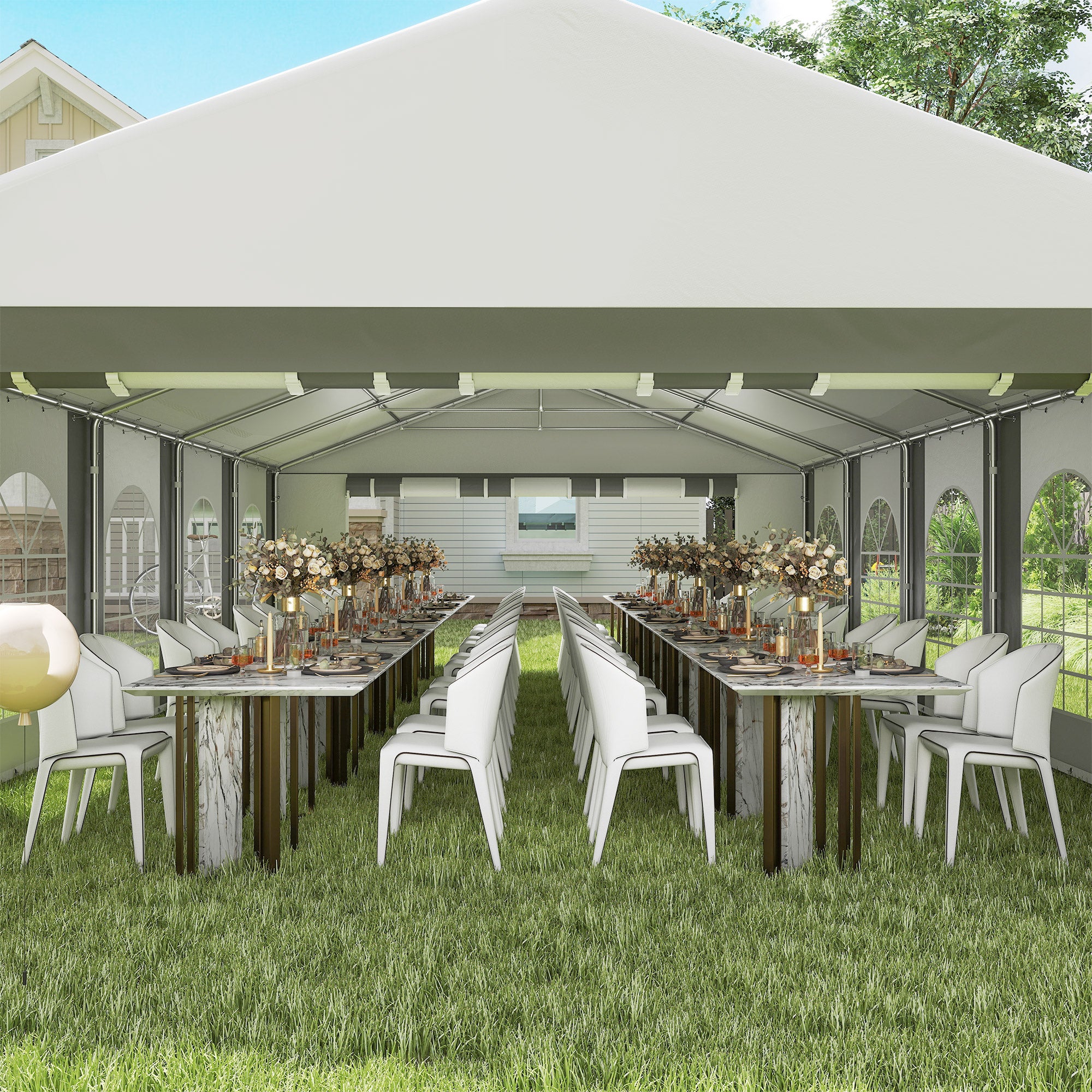 20 x 33 ft Heavy Duty Party Tent Outdoor Gazebo Wedding Tent Event Shelter Carport BBQ with - View 7