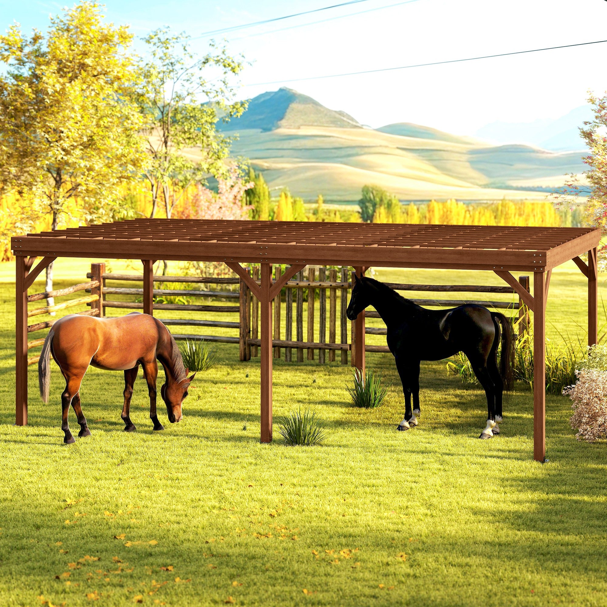 12' x 20' Outdoor Wooden Pergola, Grape Vine Gazebo with Concrete Anchors for Garden, Patio, - View 7