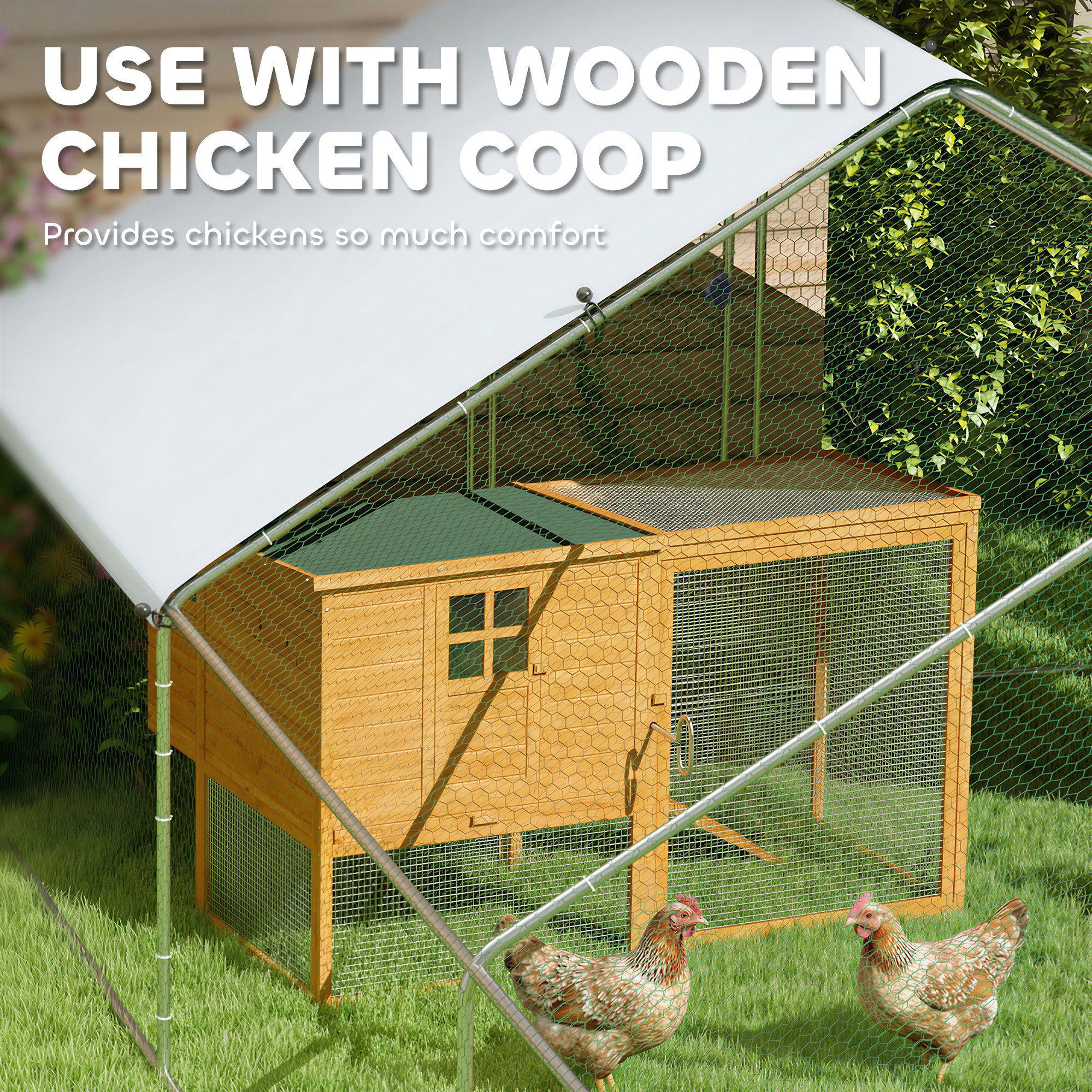 Large Chicken Coop with Waterproof and Anti-UV Cover, Spire Shaped for Outdoor and Yard Farm Use, - View 3
