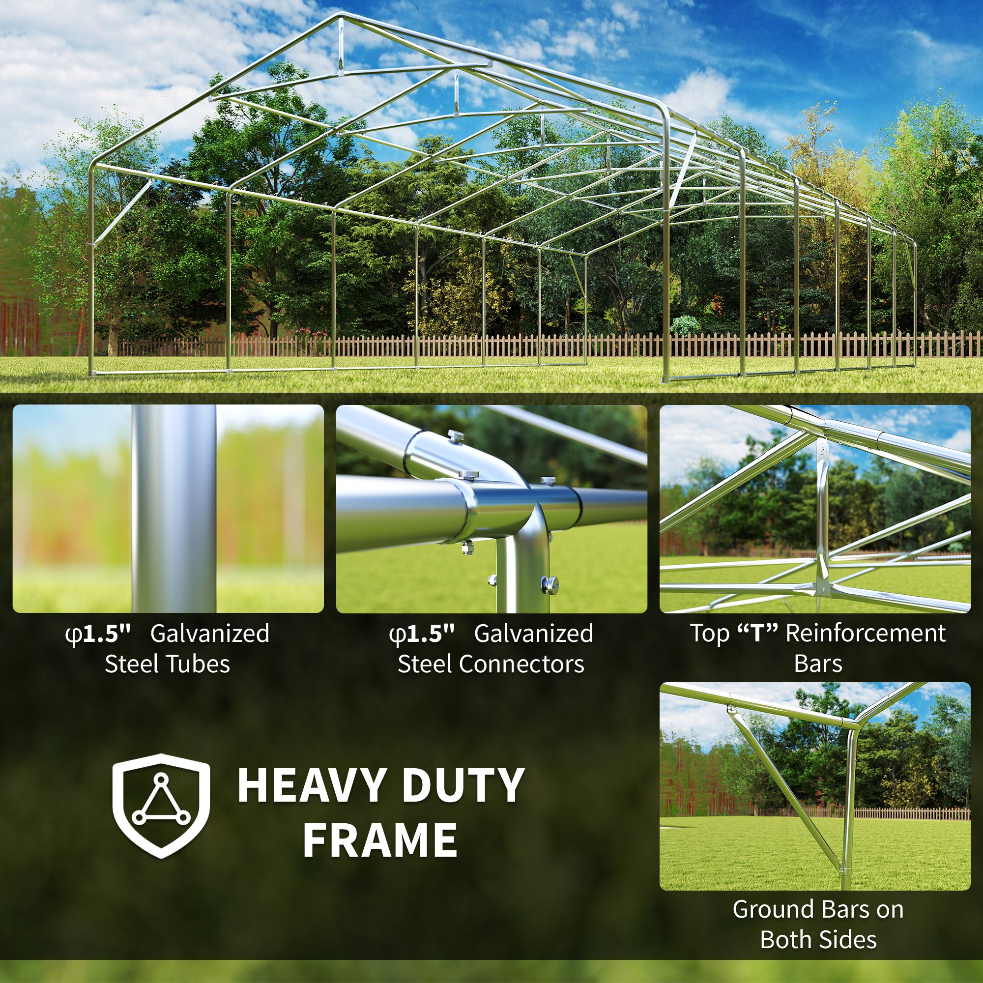20 x 40 ft Heavy Duty Party Tent Outdoor Gazebo Wedding Tent Event Shelter Carport BBQ with - View 4