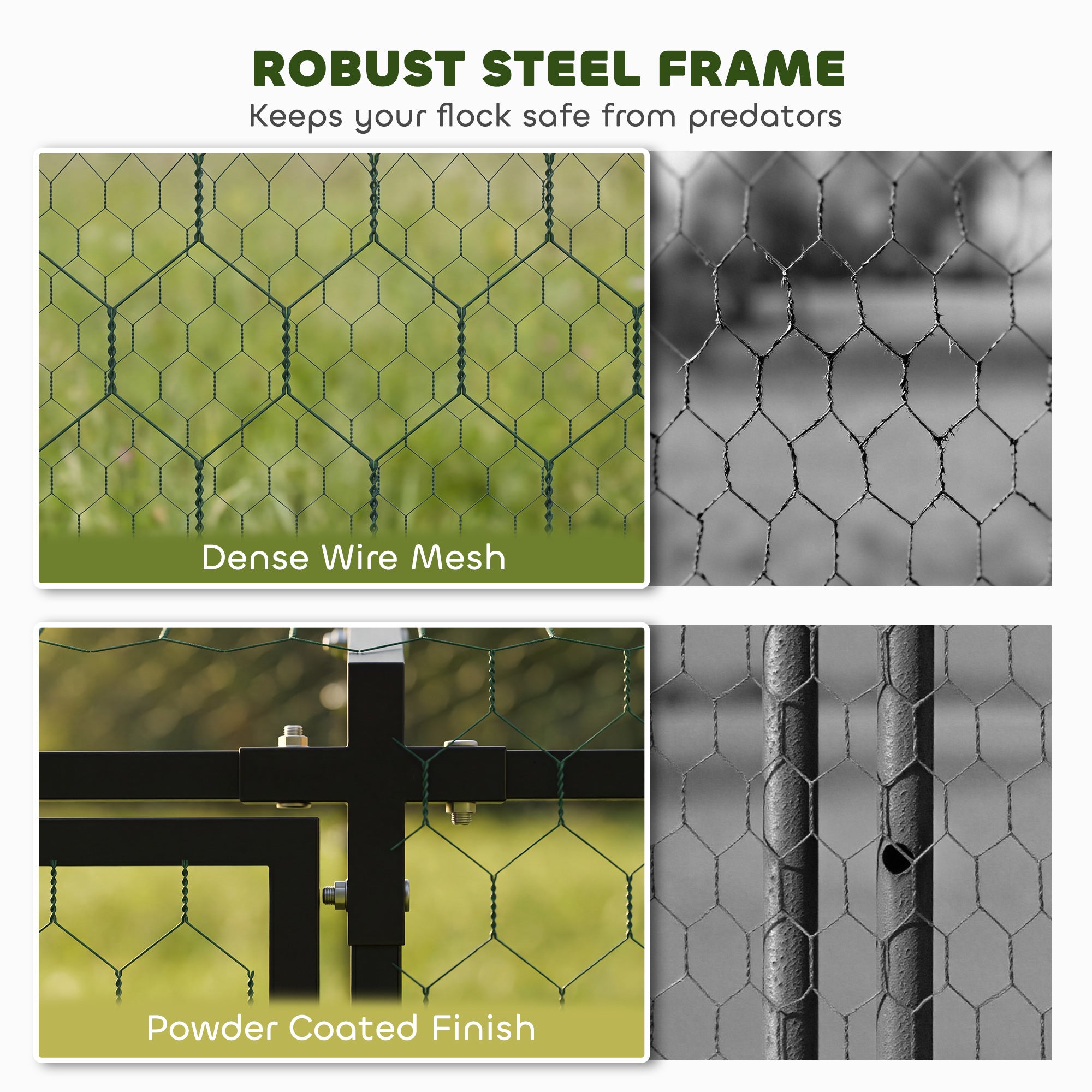 Large Metal Chicken Coop, Chicken Run with Waterproof & Anti-UV Cover for 3-5 Poultry, Outdoor - View 6