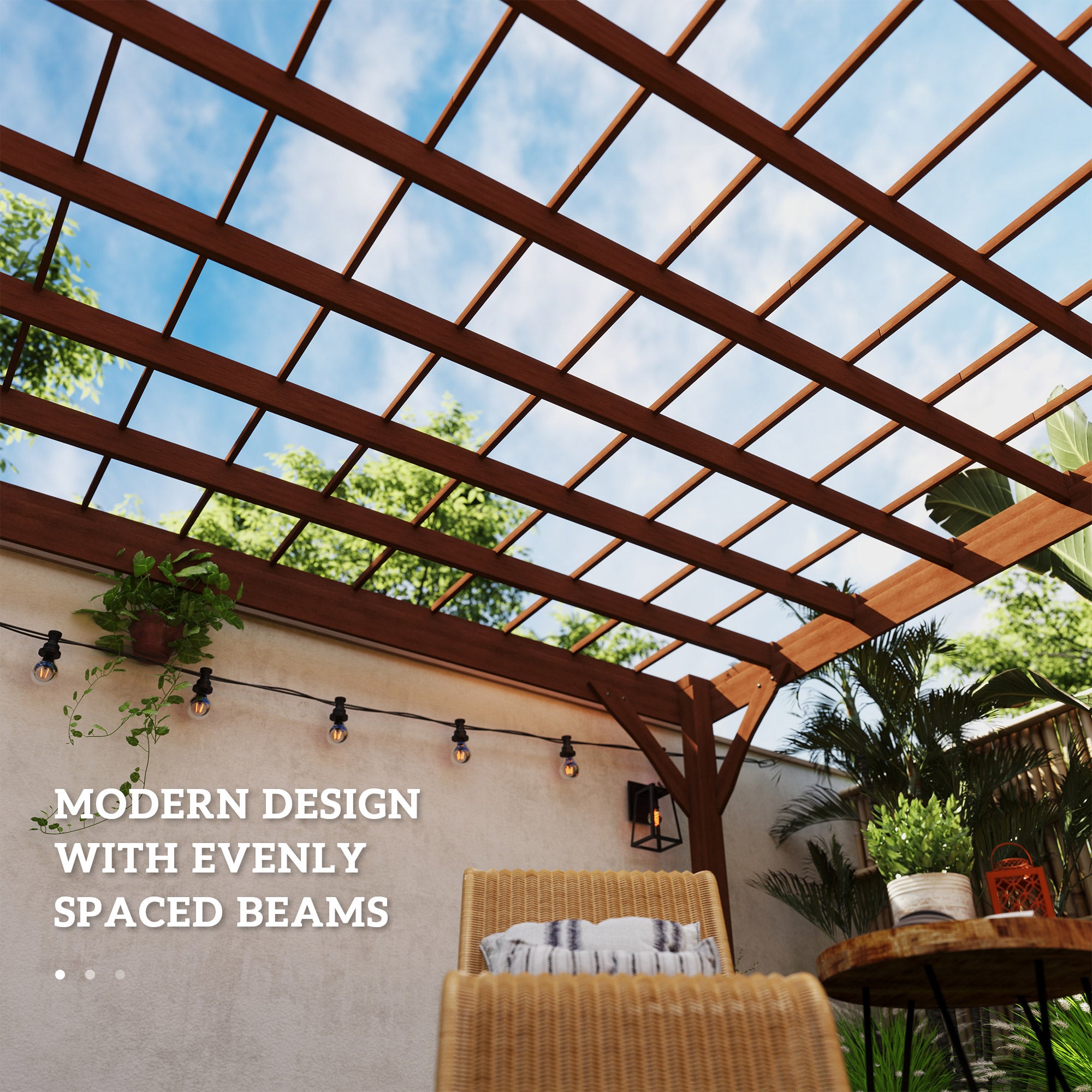 12' x 20' Outdoor Wooden Pergola, Grape Vine Gazebo with Concrete Anchors for Garden, Patio, - View 5