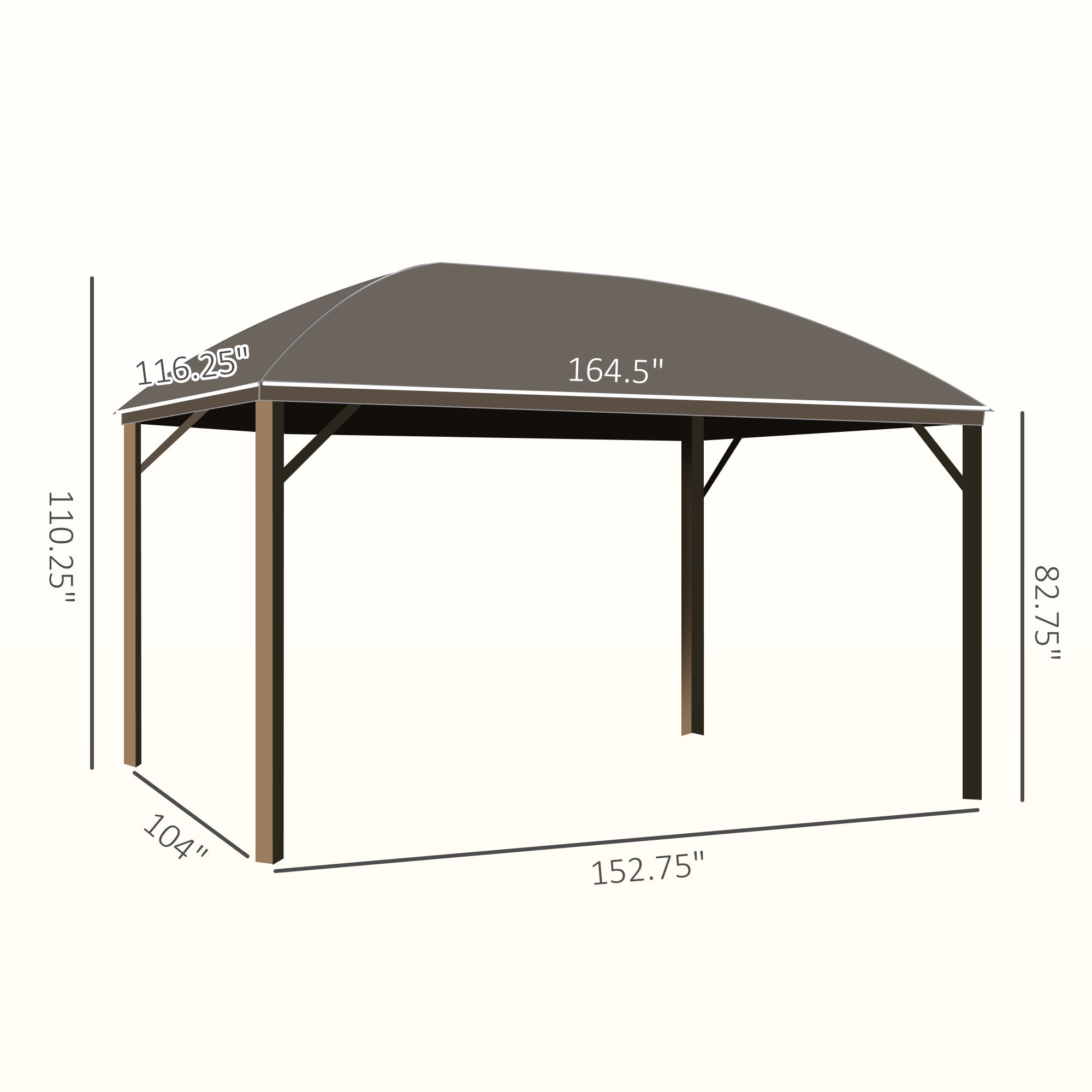 10' x 14' Hardtop Gazebo with Curtains, Netting, Pavilion with Steel Roof Ceiling Hook for Garden - View 3