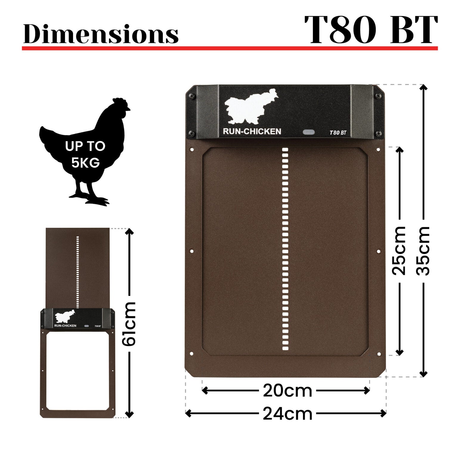 RUN-CHICKEN T80 Automatic Coop Door – Brown (with Bluetooth)