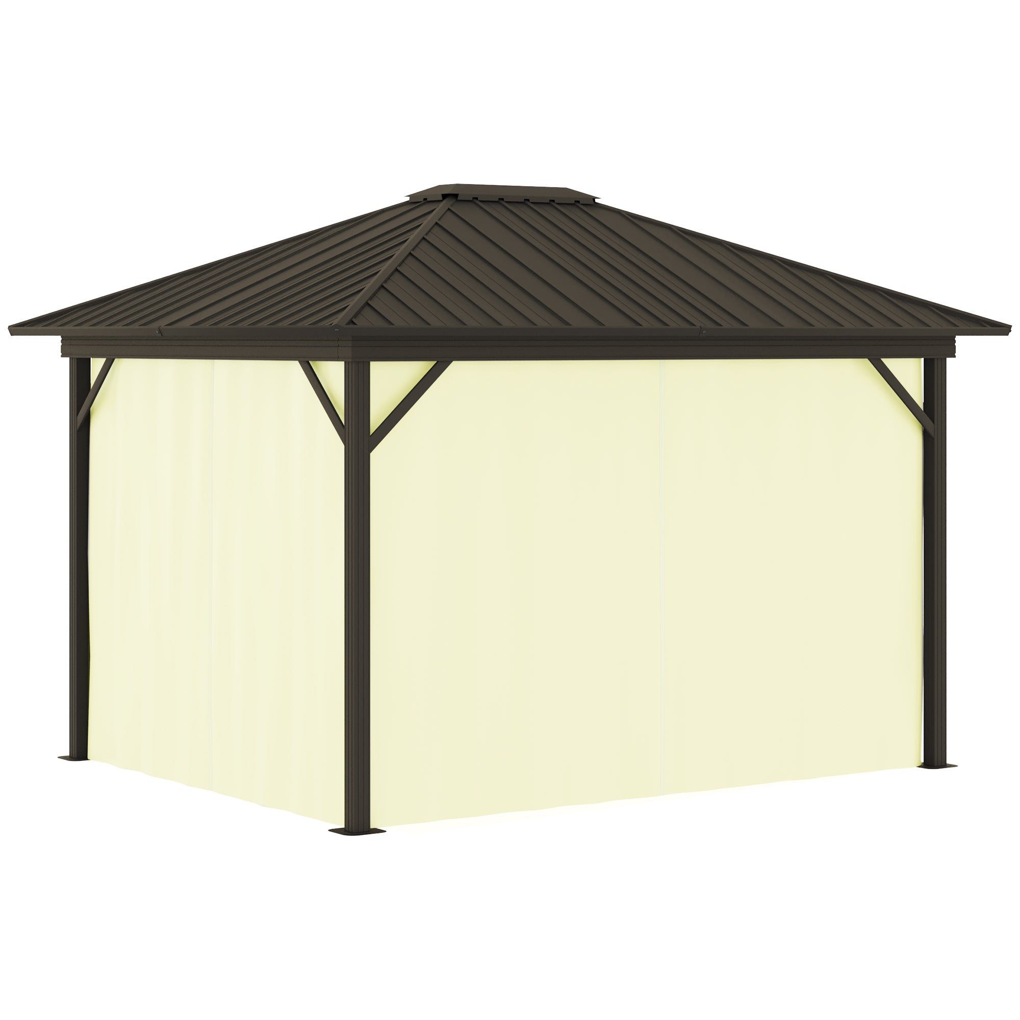 11.9" x 9.8" Hardtop Gazebo with Curtains Netting, Metal Roof Gazebo Canopy with Aluminum Frame and - View 8