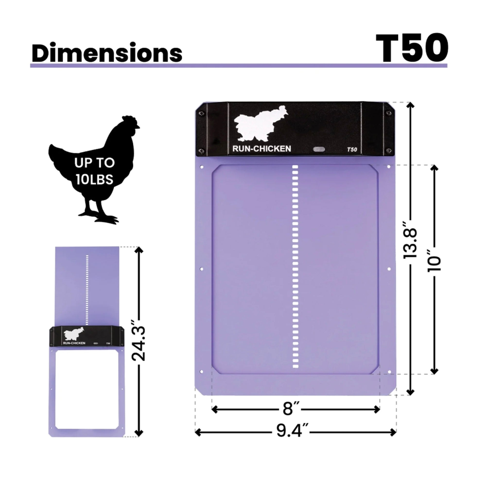 RUN-CHICKEN T50 Automatic Coop Door with Bluetooth – Lavender (Special Edition)