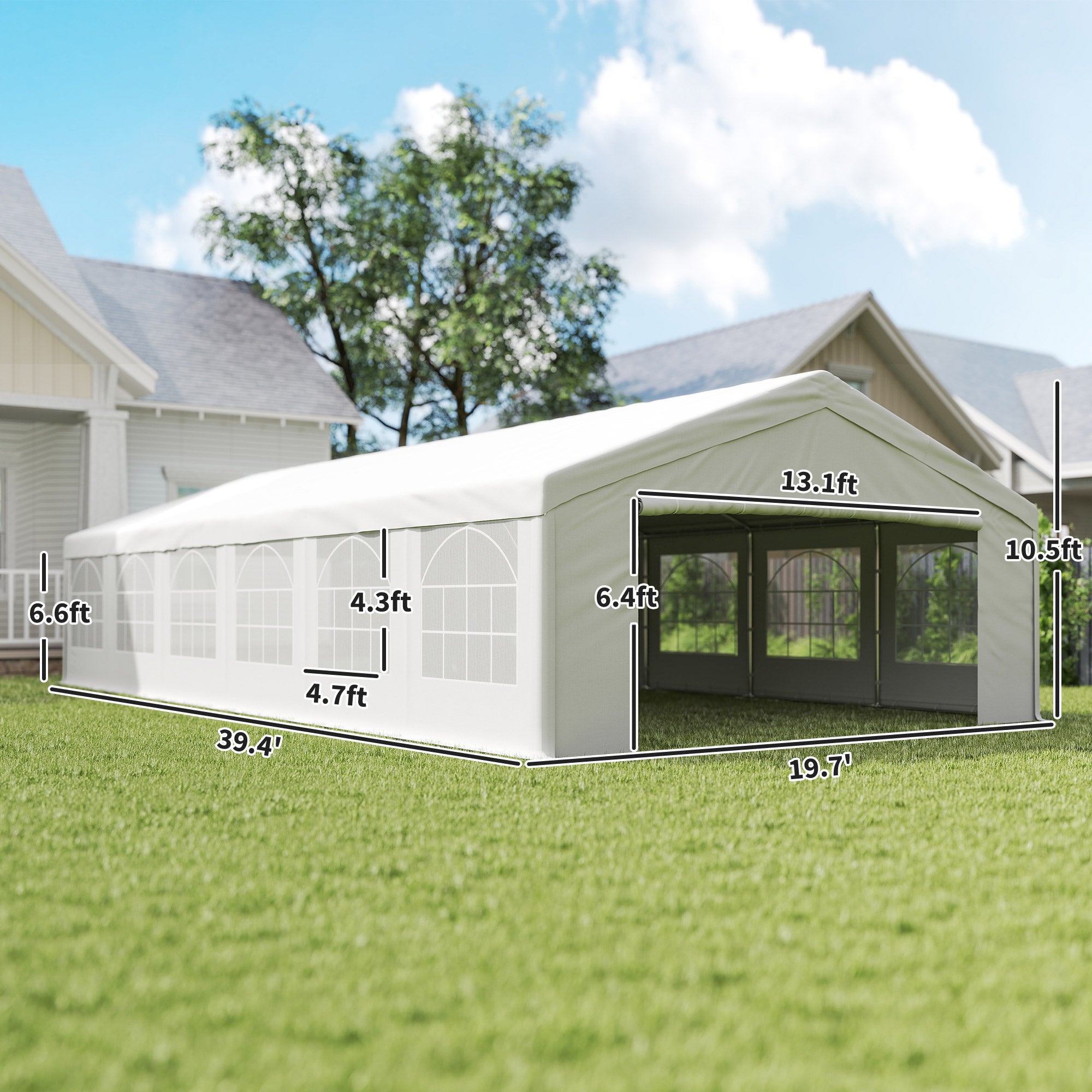 20 x 40 ft Heavy Duty Party Tent Outdoor Gazebo Wedding Tent Event Shelter Carport BBQ with - View 3