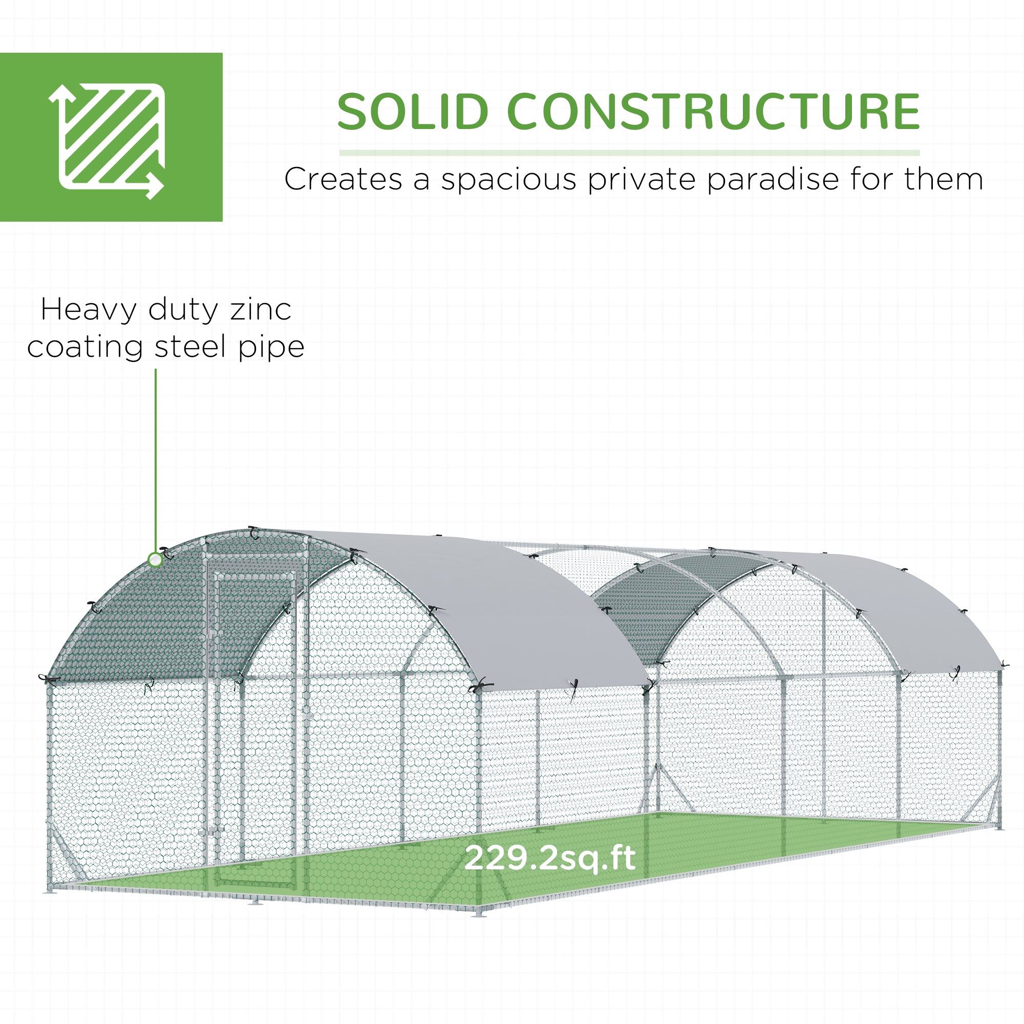 Large Metal Chicken Coop with Waterproof and Anti-UV Cover for Yard, Outdoor, Duck, Rabbit, 9.2' x - View 4
