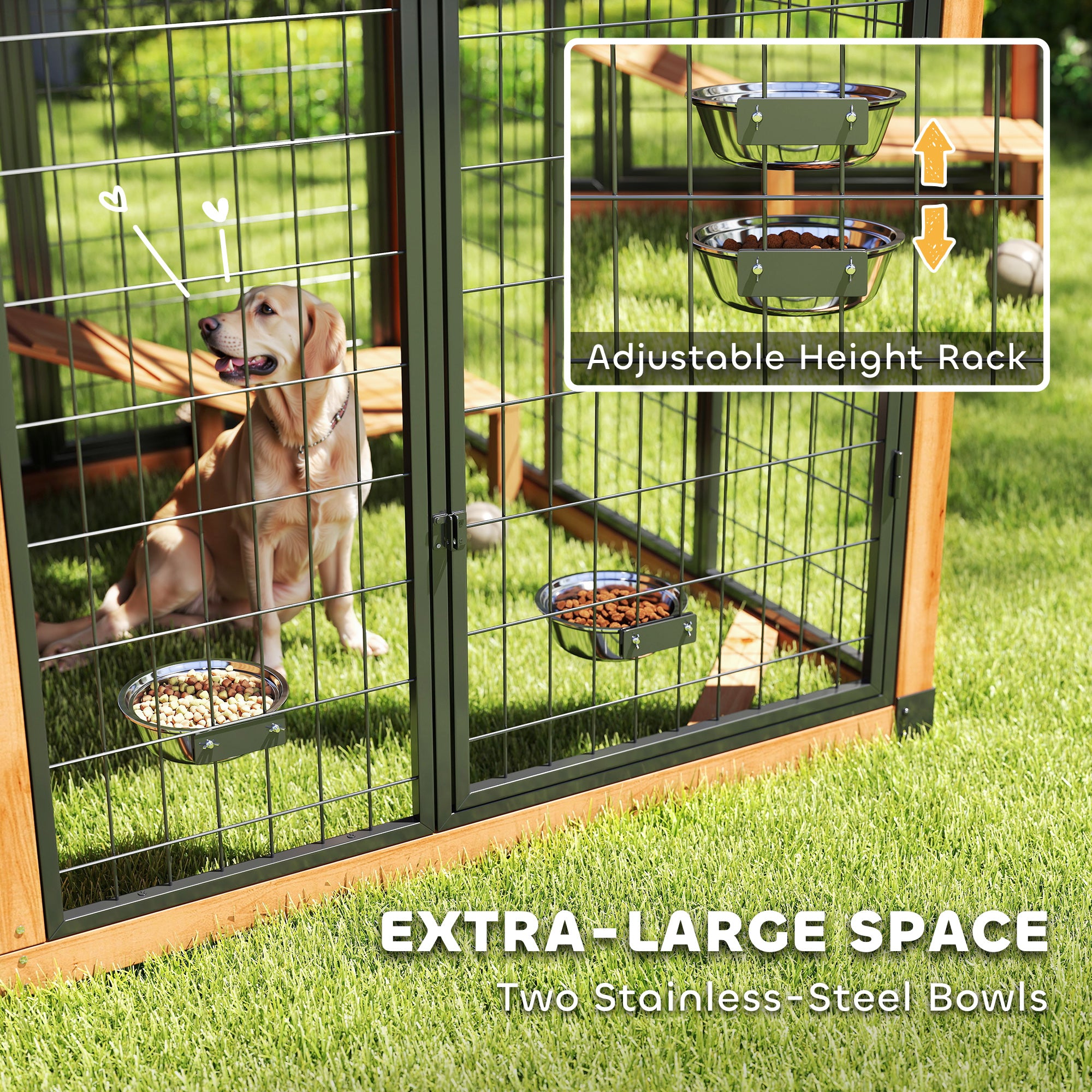 7' x 5' Extra Large Dog House, Wood Outdoor Dog Kennel with Platform, Storage Cabinet for Large - View 7