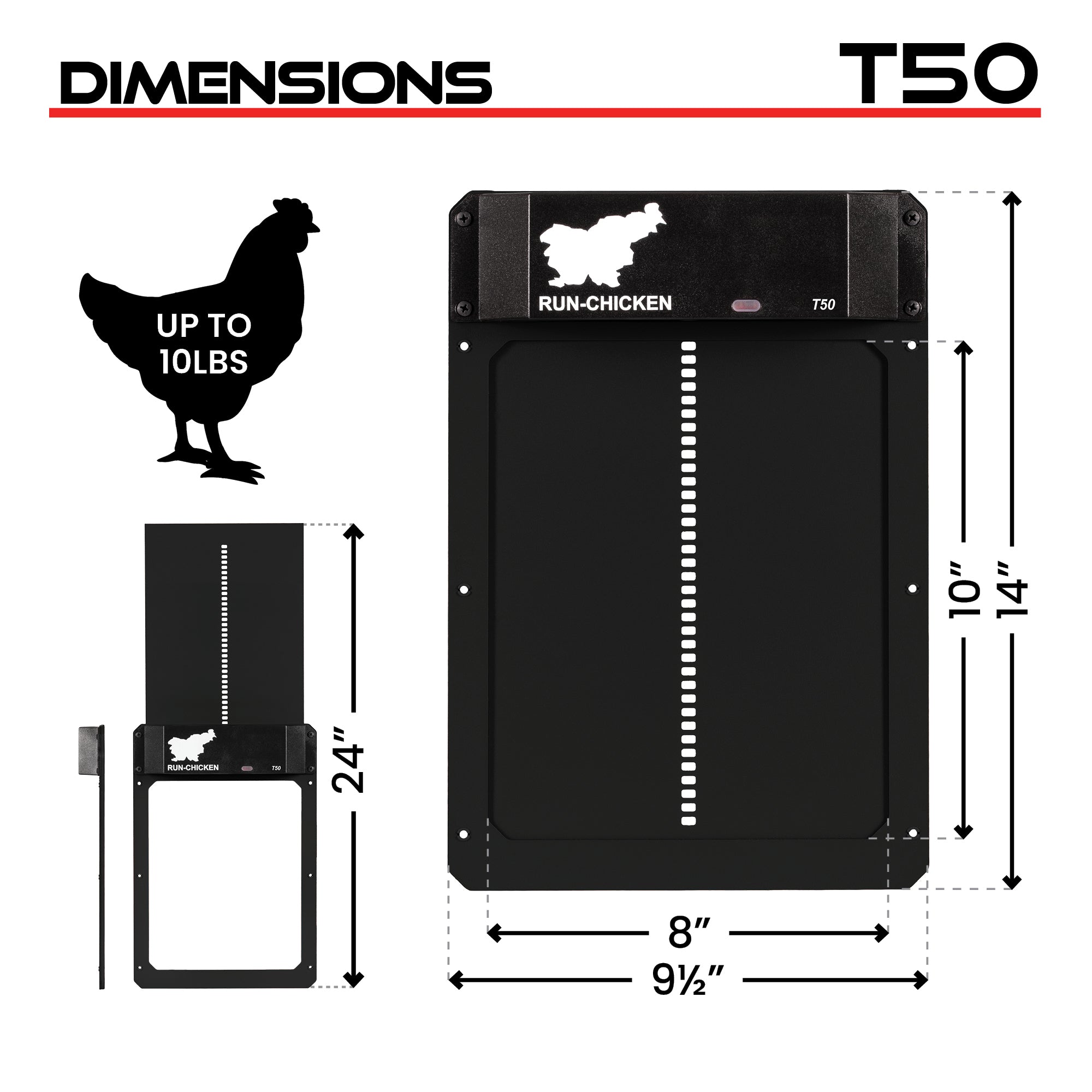 RUN-CHICKEN T50 Automatic Coop Door with Bluetooth –  Onyx (Special Edition)