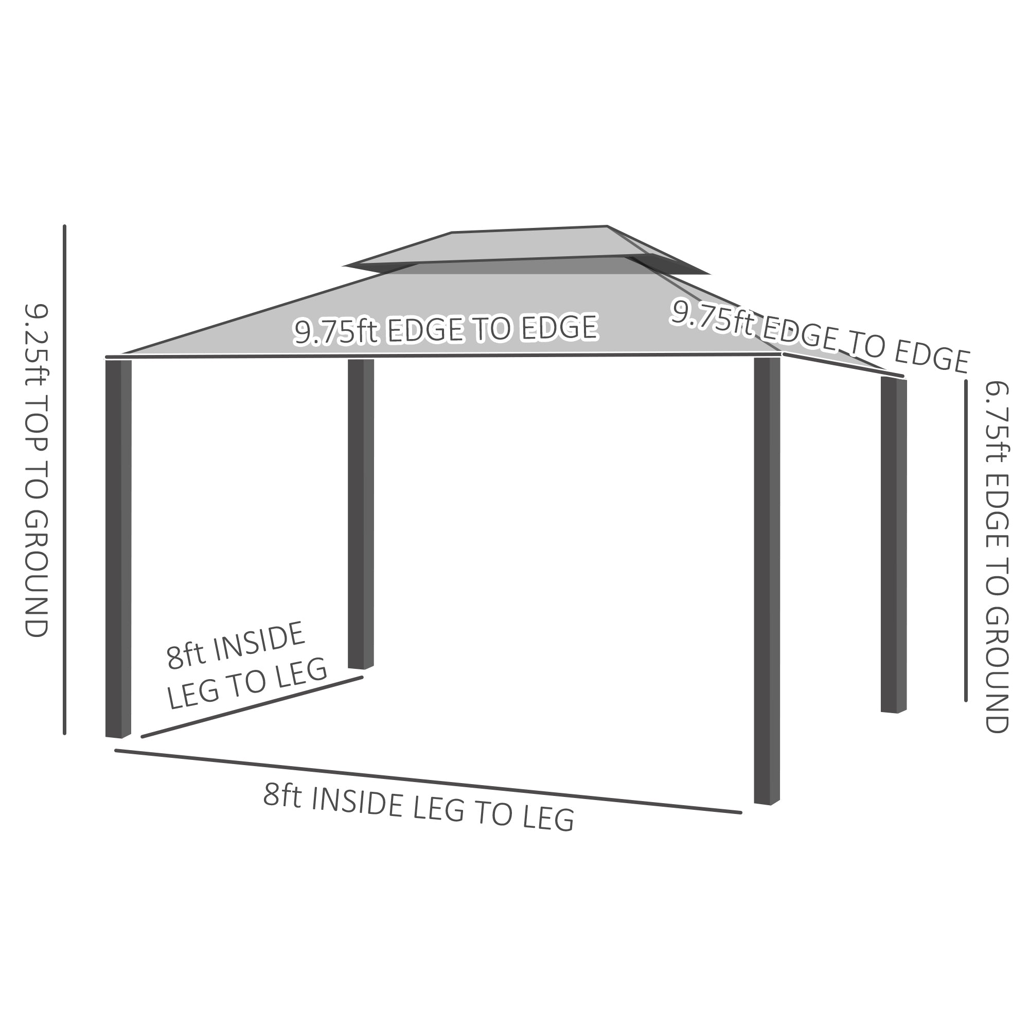 10' x 10' Hardtop Gazebo Canopy with Polycarbonate Roof, Aluminum Frame, Permanent Pavilion Outdoor - View 3