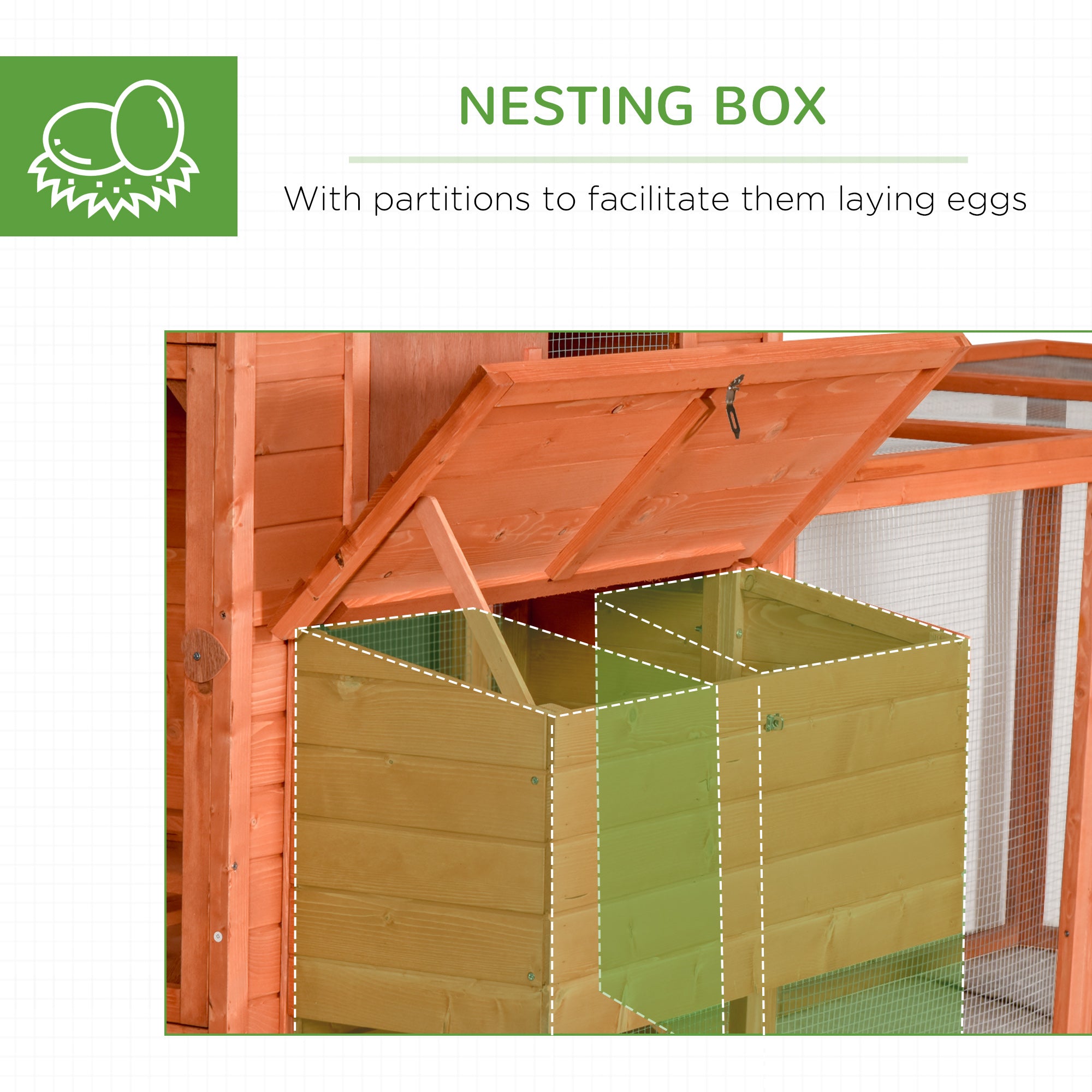 145" Wooden Chicken Coop with Run & Inner Hen House Space - View 4