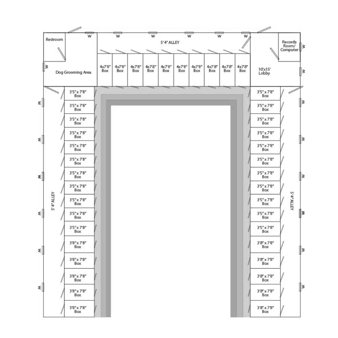 The Dog Kennel Collection U-Shaped 40-Run Dog Commercial Kennel