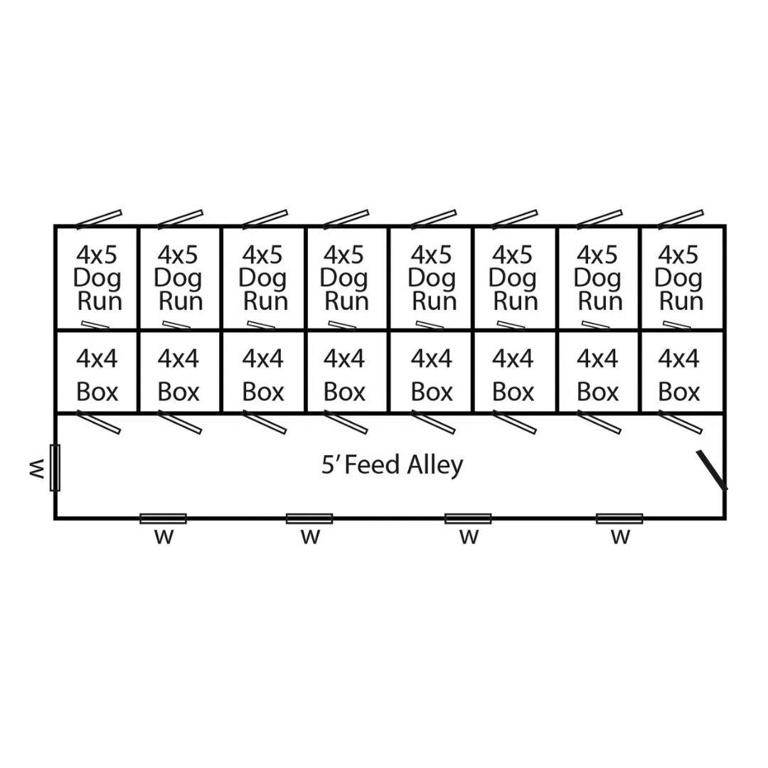 The Dog Kennel Collection 14×32 8-Run Commercial Kennel