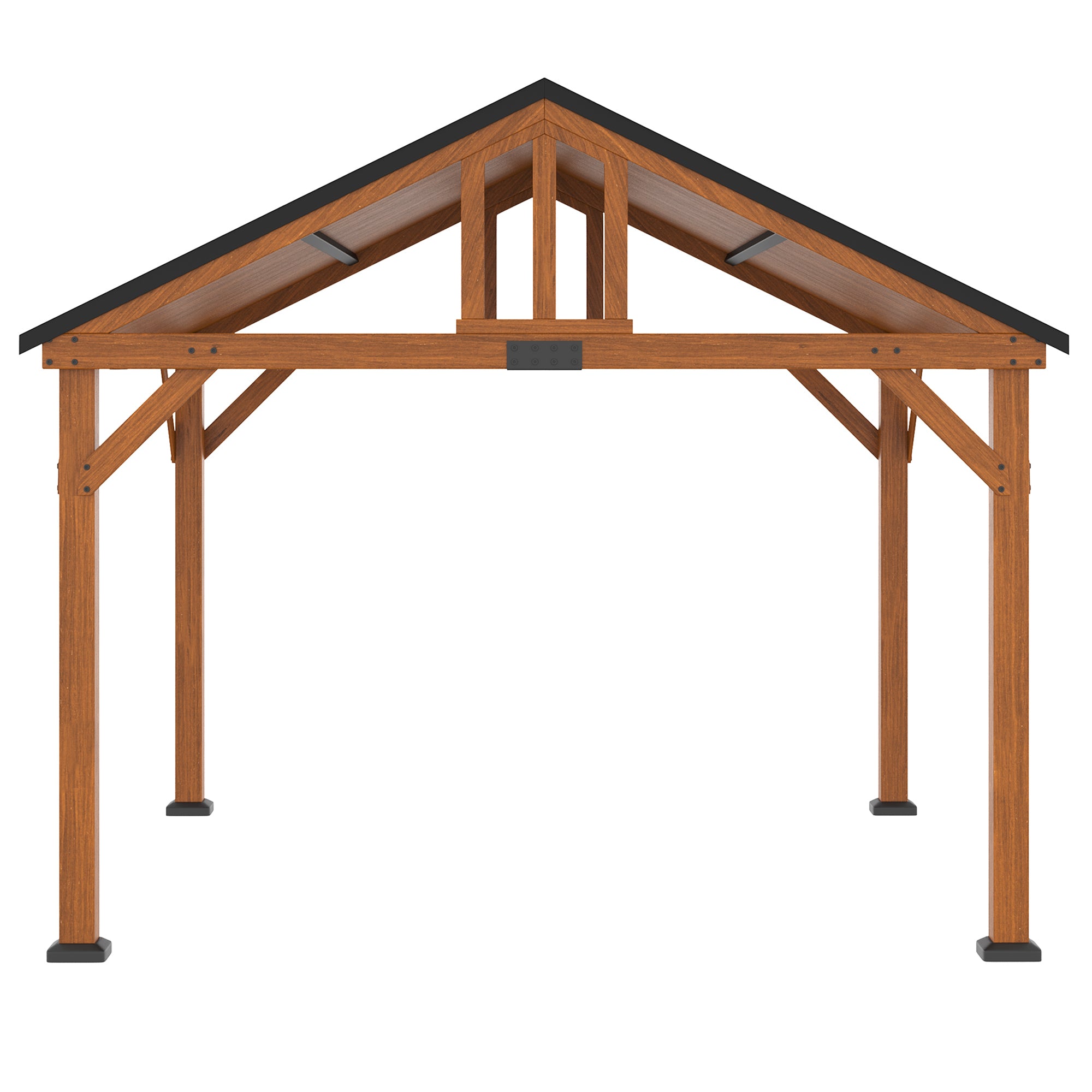 11' x 12' Hardtop Gazebo with Wooden Frame and Waterproof Asphalt Roof, Permanent Pavilion Gazebo - View 7