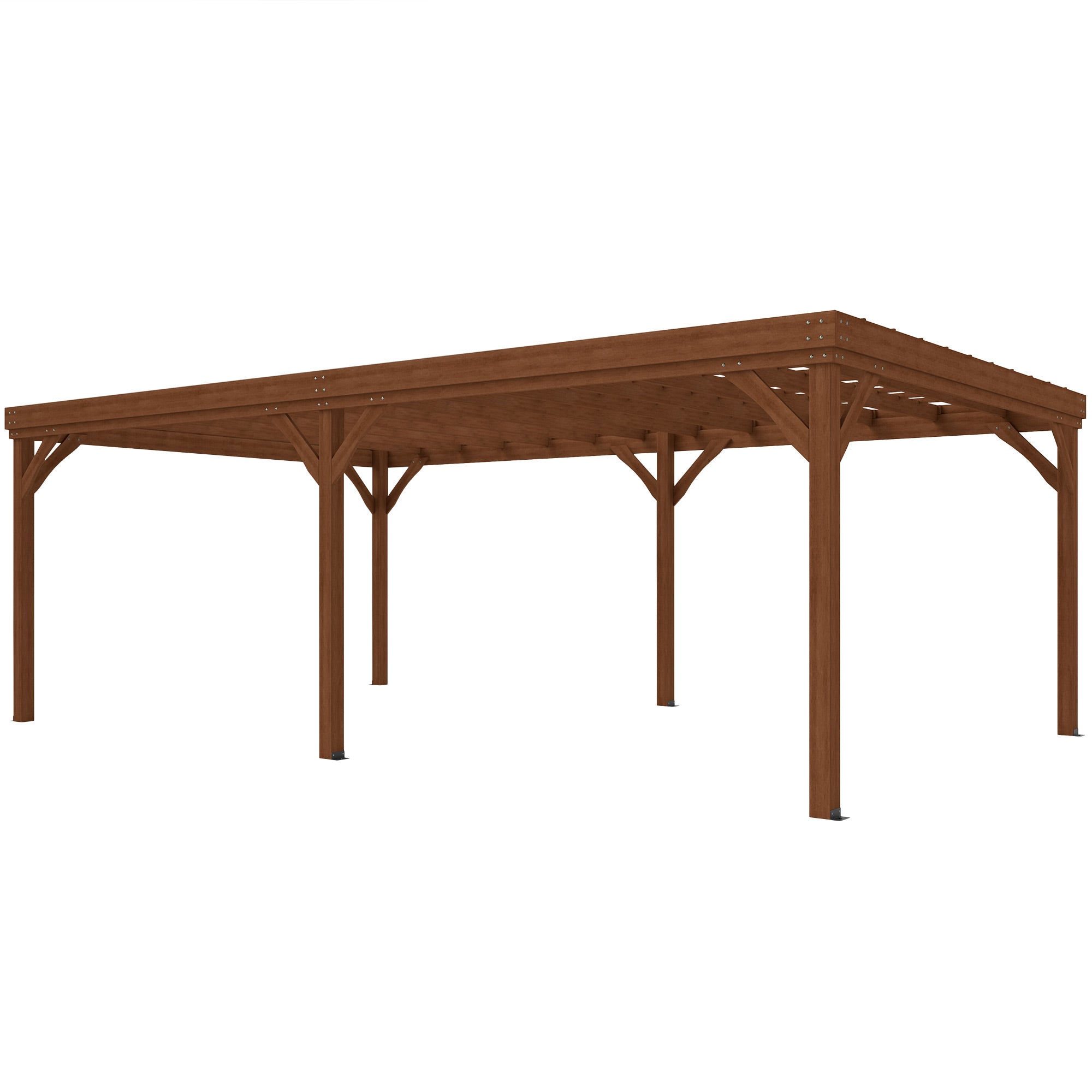 12' x 20' Outdoor Wooden Pergola, Grape Vine Gazebo with Concrete Anchors for Garden, Patio,