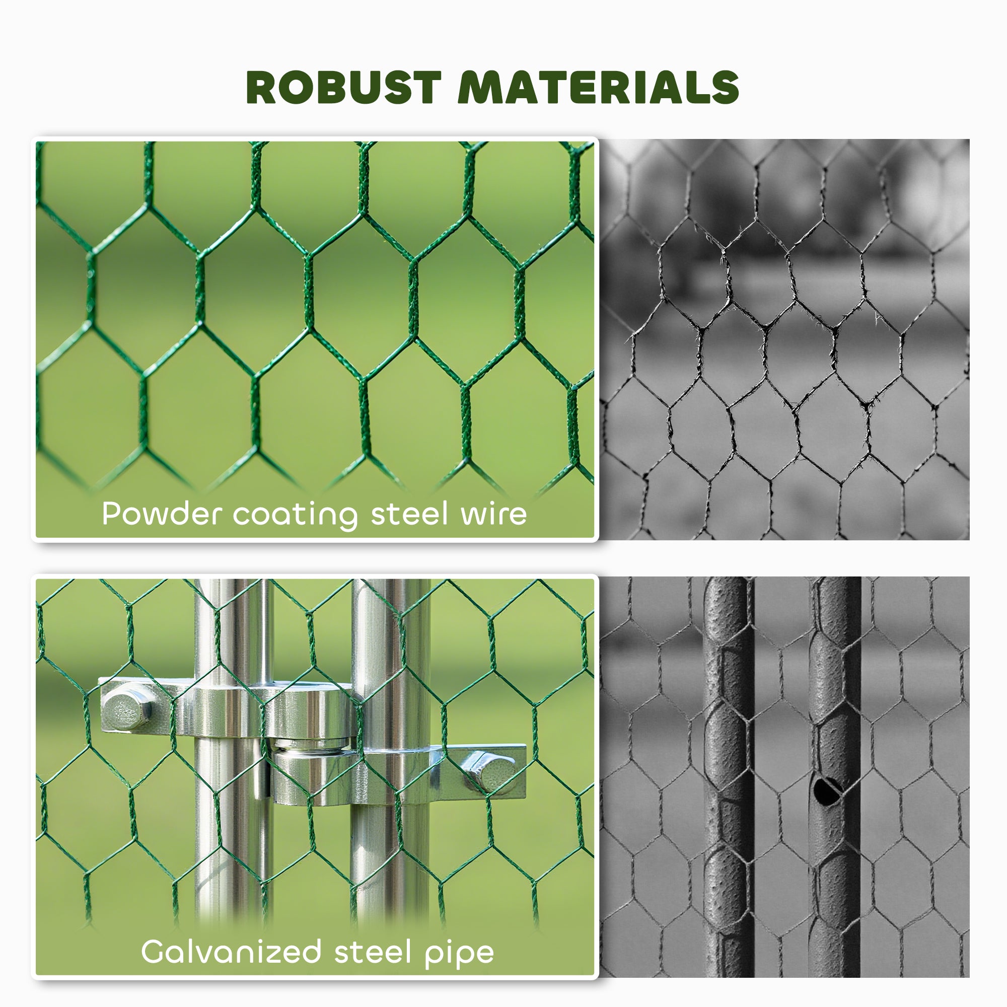 Metal Chicken Run w/ Waterproof & Anti-UV Cover, Feeding Door, Hanging Feeder, for 18-24 Chickens, - View 5