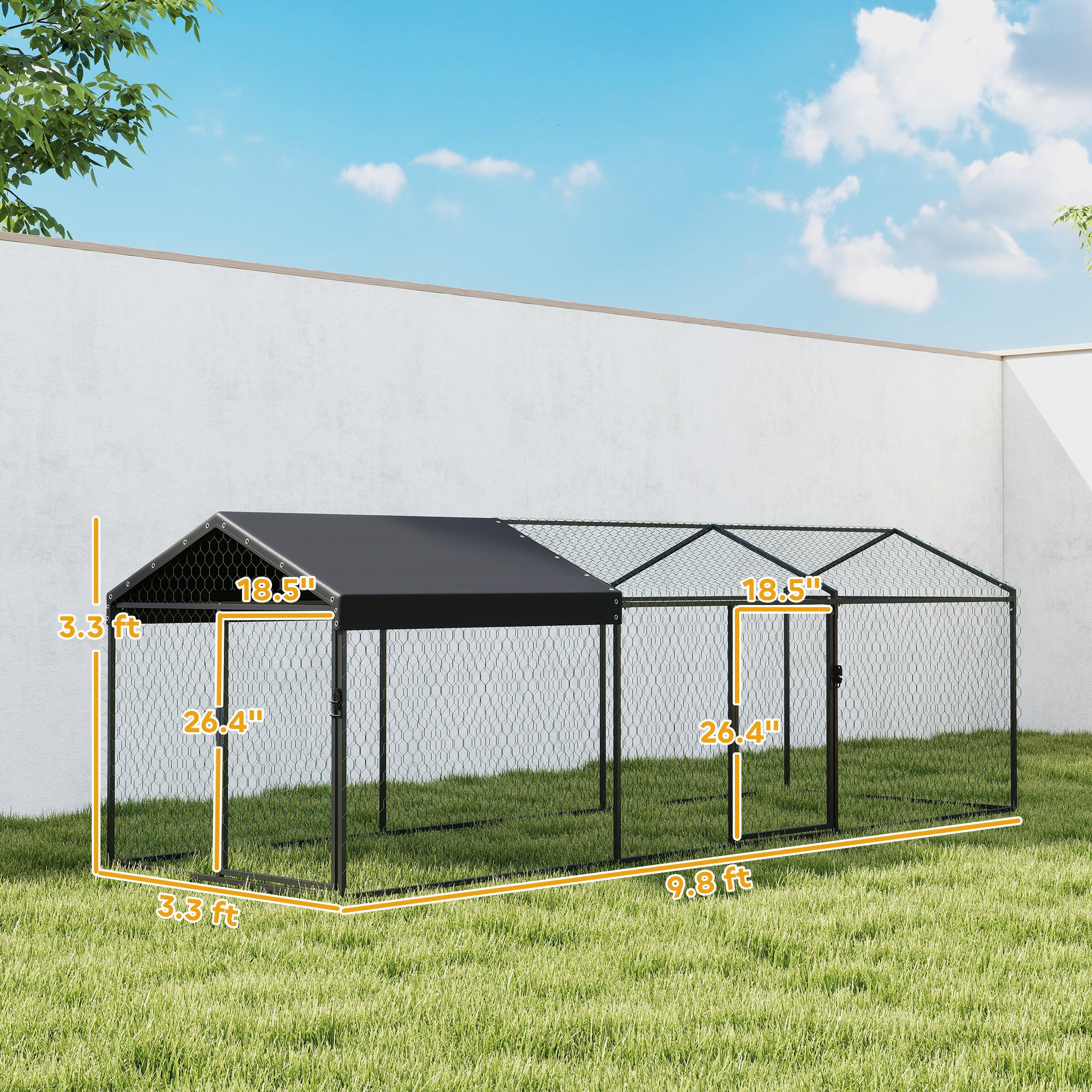 Large Metal Chicken Coop, Chicken Run with Waterproof & Anti-UV Cover for 3-5 Poultry, Outdoor - View 3