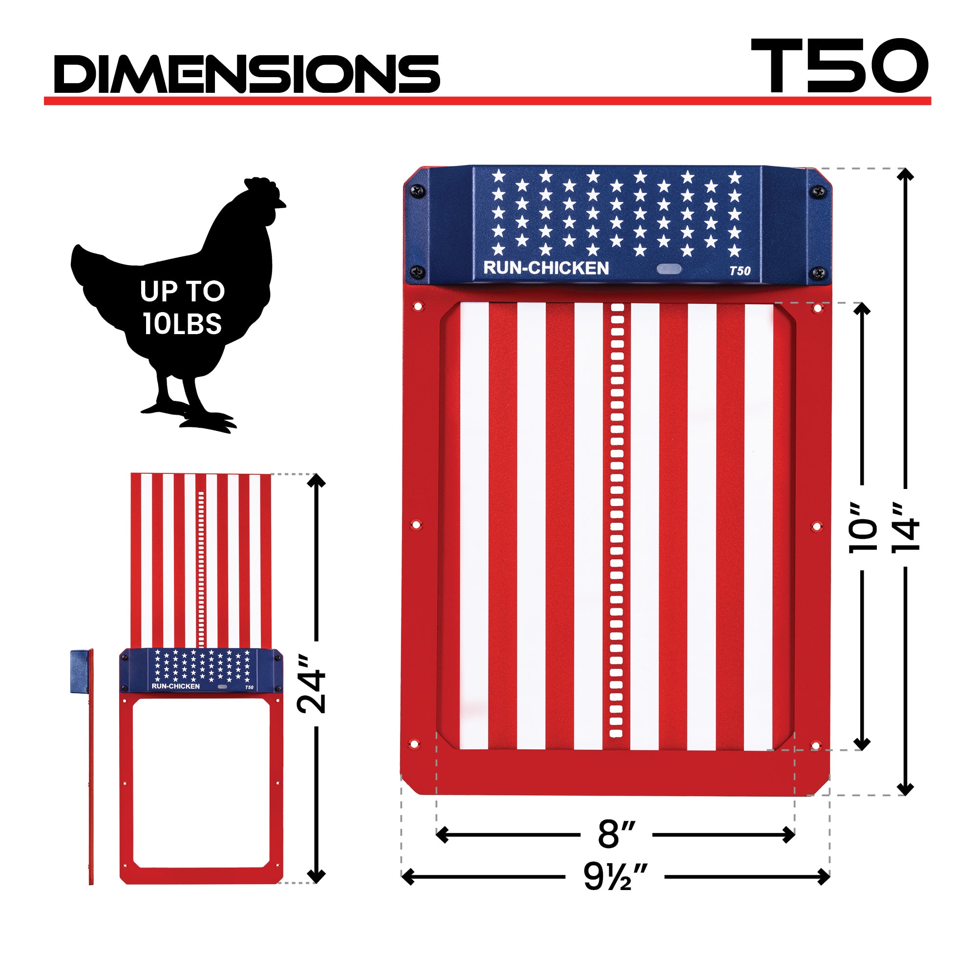 RUN-CHICKEN T50 Automatic Coop Door with Bluetooth –  USA (Special Edition)
