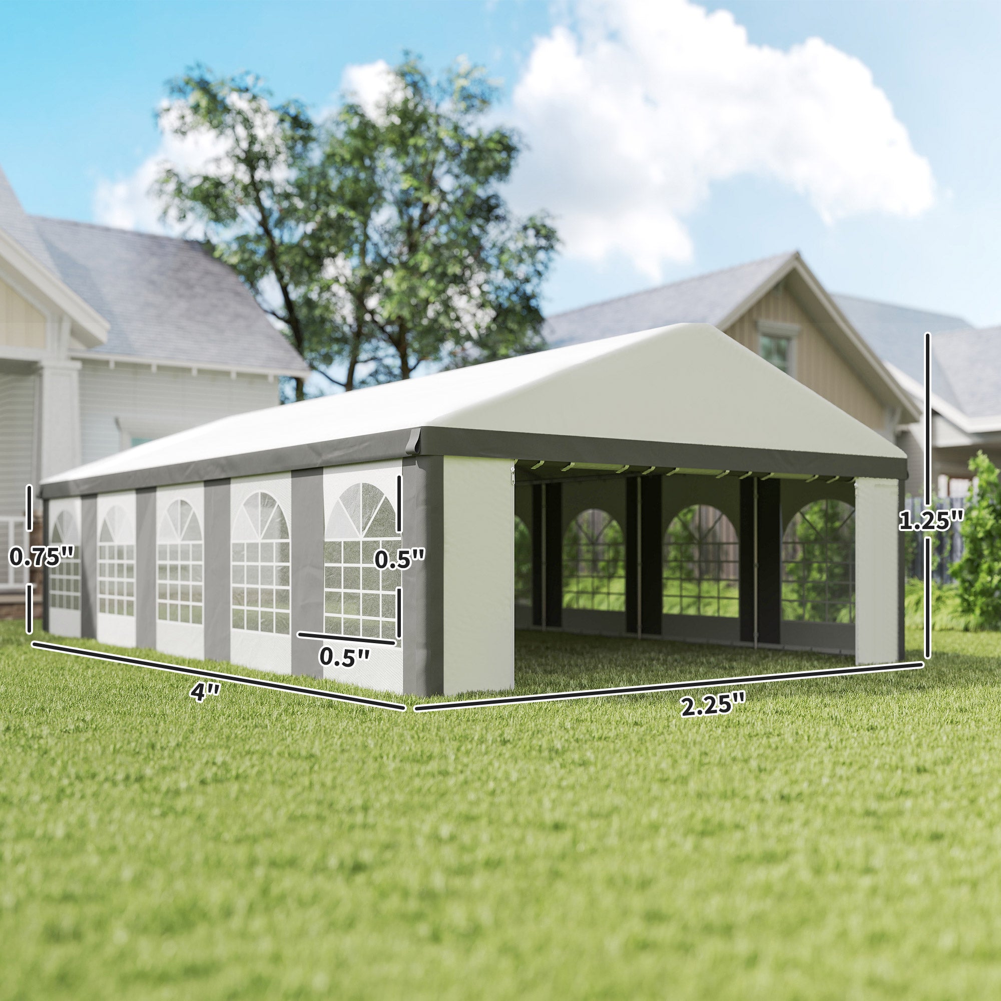 20 x 33 ft Heavy Duty Party Tent Outdoor Gazebo Wedding Tent Event Shelter Carport BBQ with - View 3