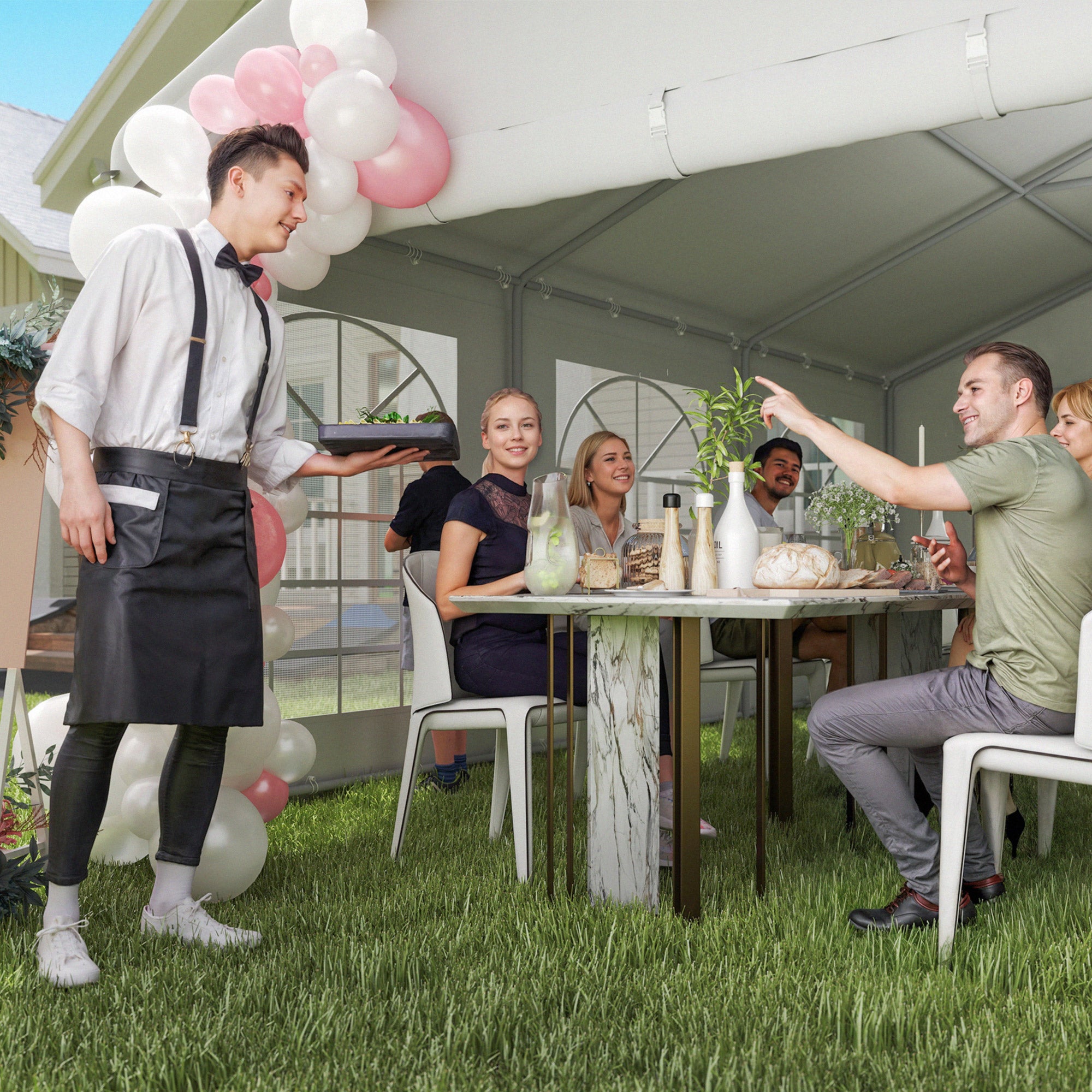 20 x 40 ft Heavy Duty Party Tent Outdoor Gazebo Wedding Tent Event Shelter Carport BBQ with - View 8