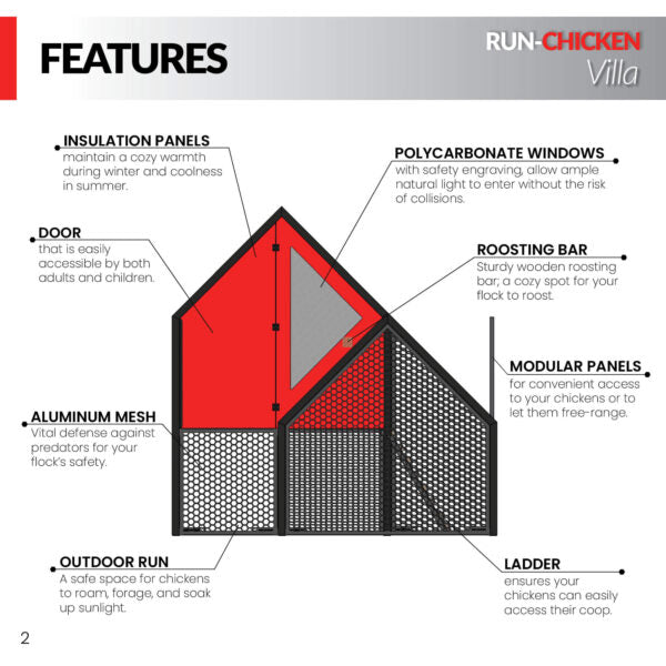 RUN-CHICKEN Villa – Smart Chicken Coop - Brown